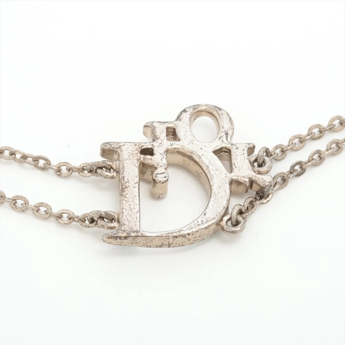 logo bracelet, metal x rhinestone, silver x multicolor. Shows signs of wear, including — view 3