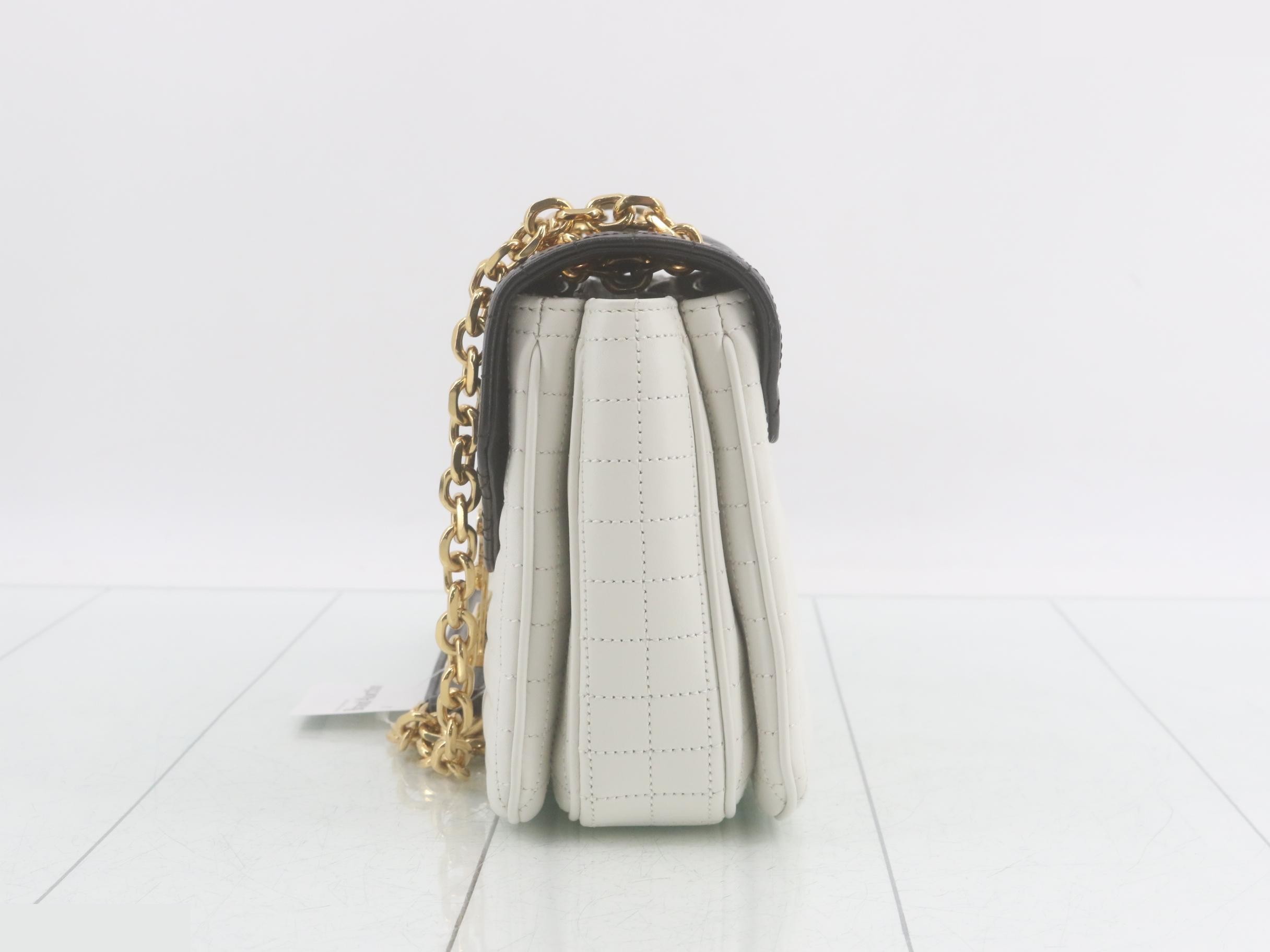 C Quilted Chain Shoulder Bag, Two-Tone — view 3