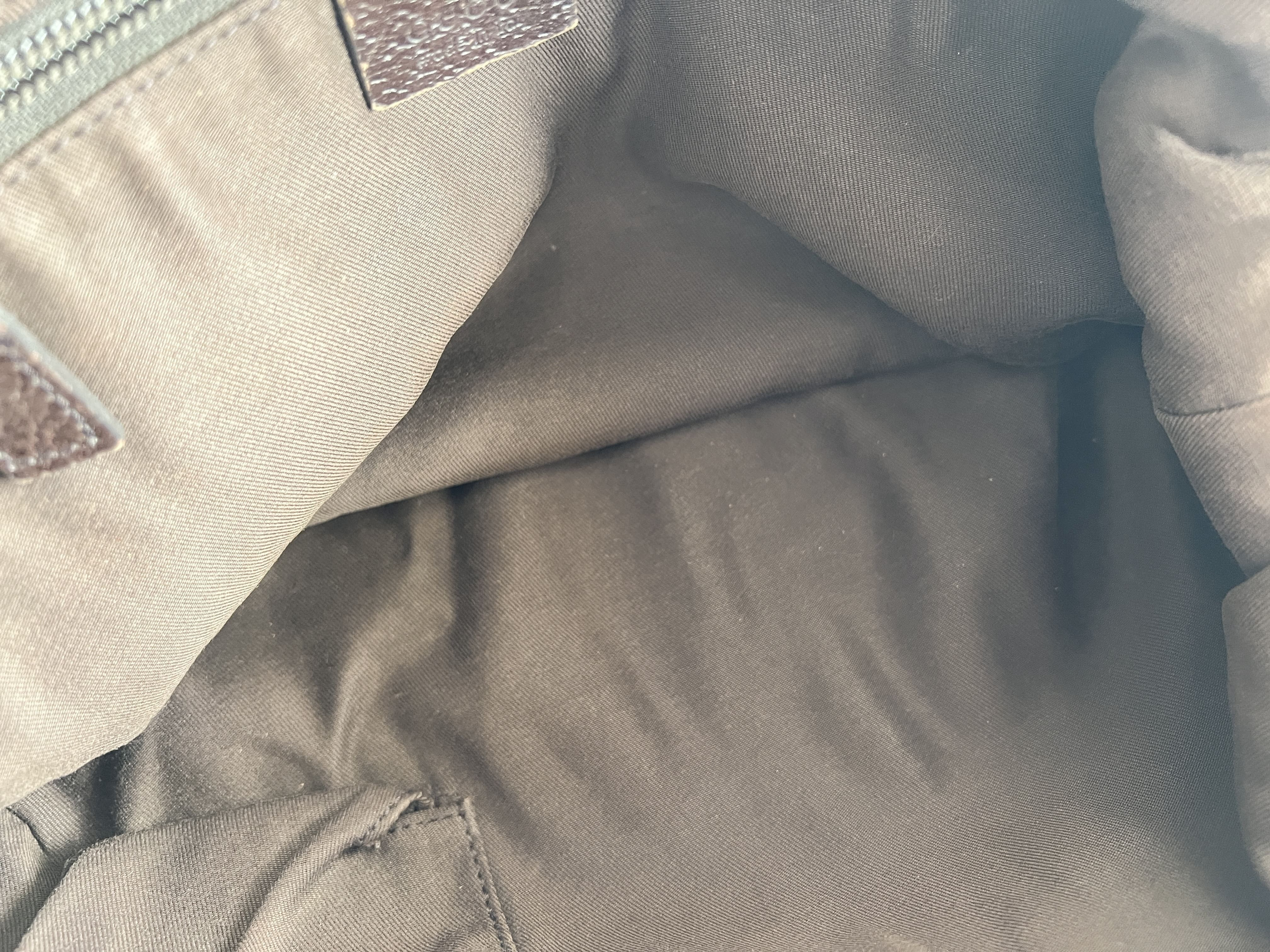 GG Sherry Line Logo Canvas Leather Moon One Shoulder Bag — view 5