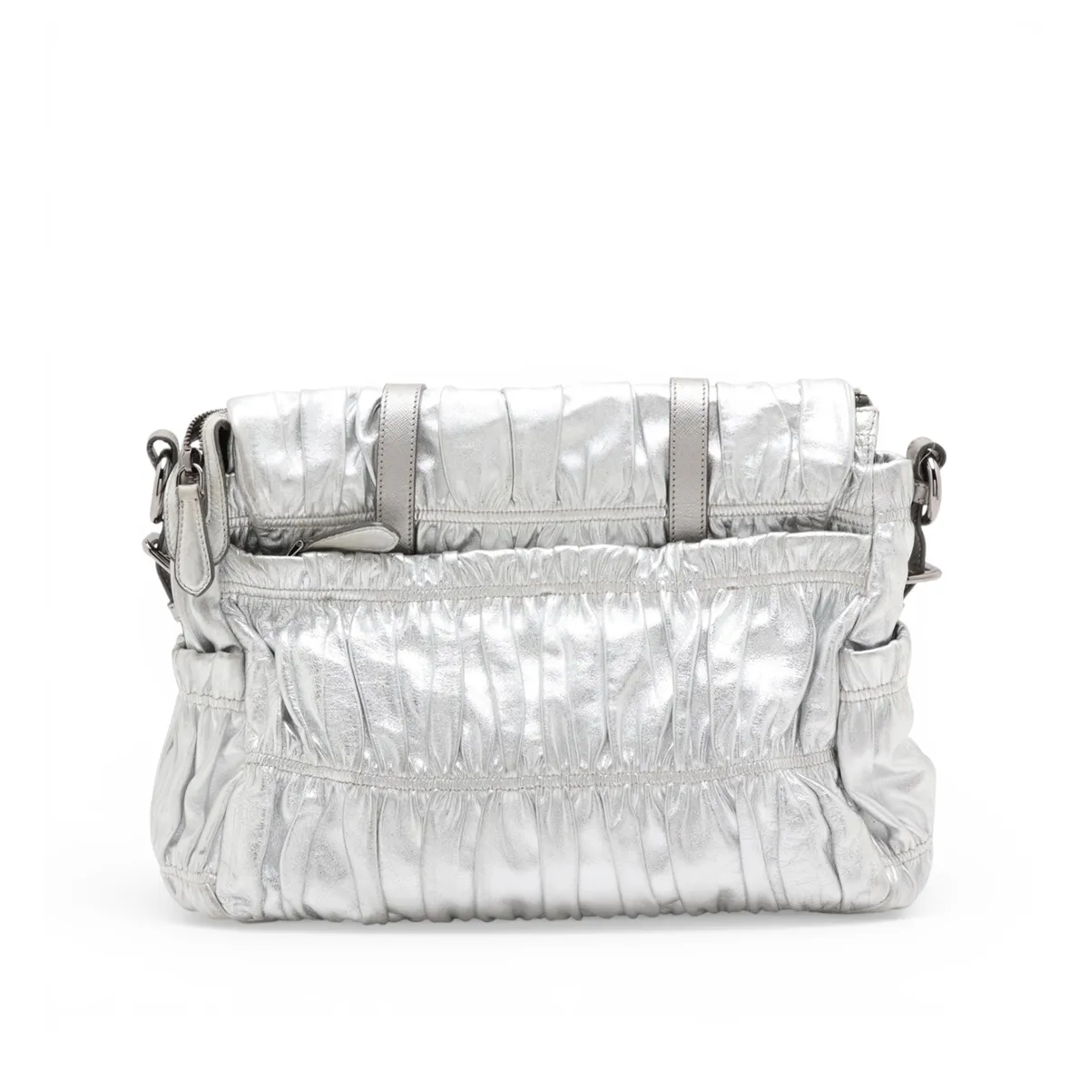 leather shoulder bag, silver — view 2