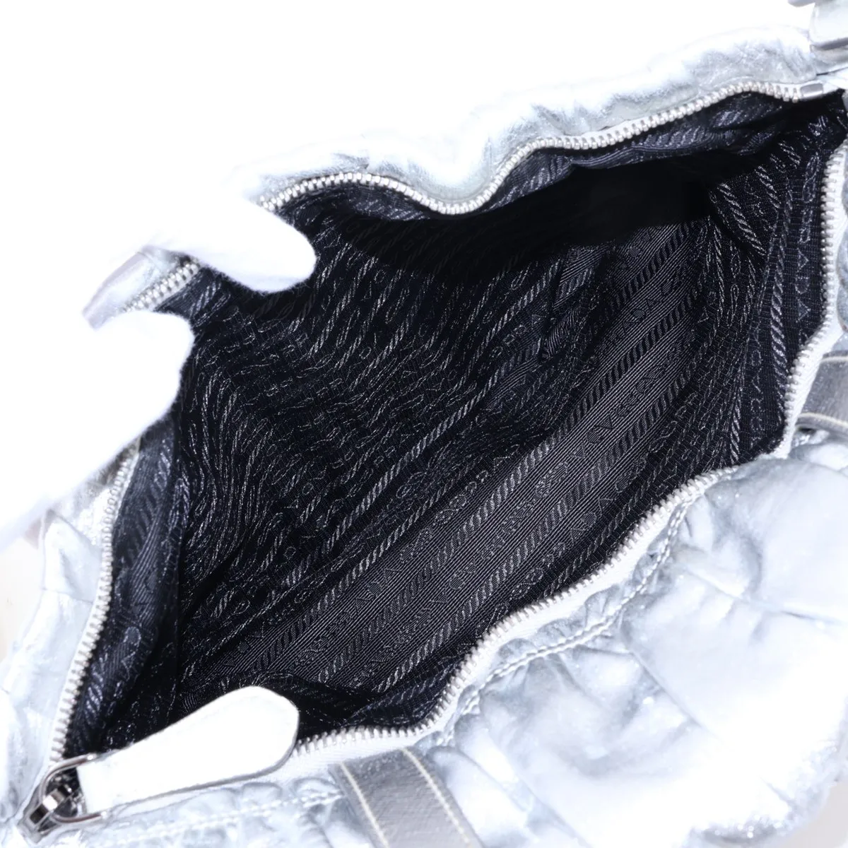 leather shoulder bag, silver — view 11