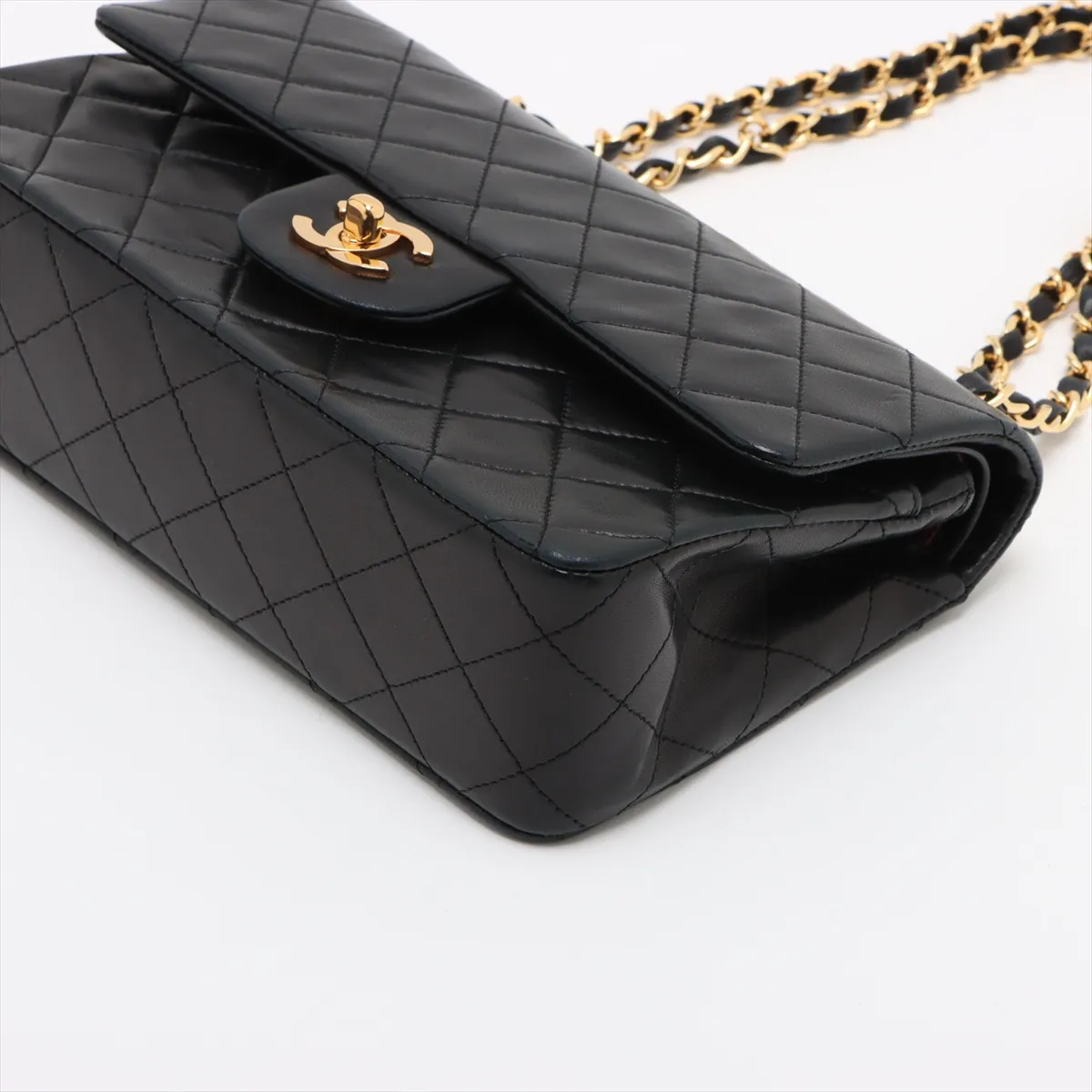 Matelasse 23 Small Lambskin Double Flap Double Chain Bag Black Gold Hardware 1185544 No. 1 A01113 — view 3