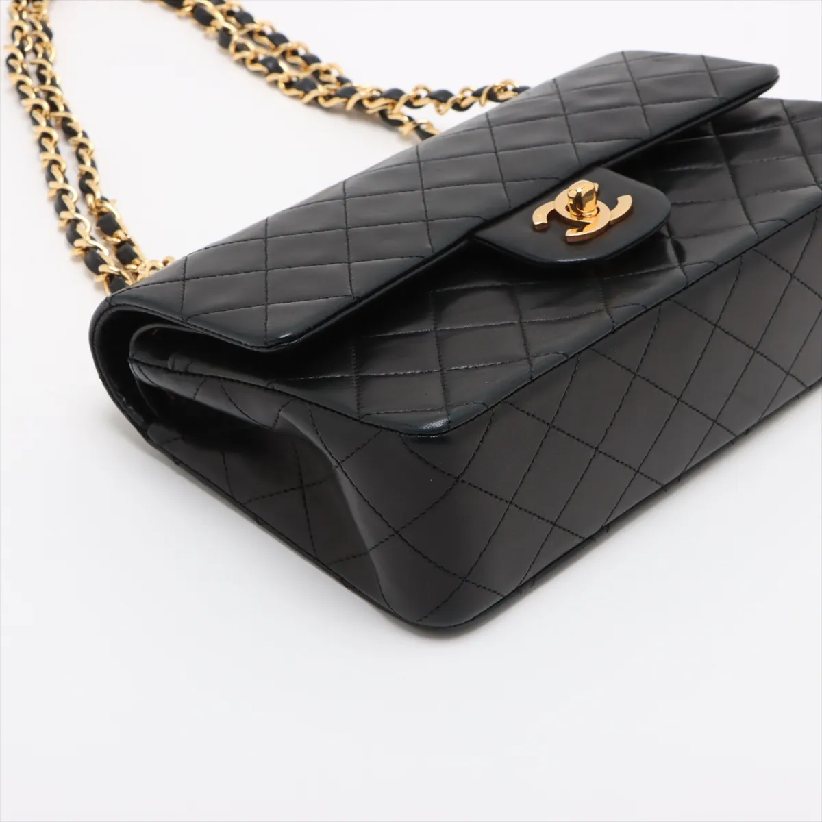 Matelasse 23 Small Lambskin Double Flap Double Chain Bag Black Gold Hardware 1185544 No. 1 A01113 — view 4