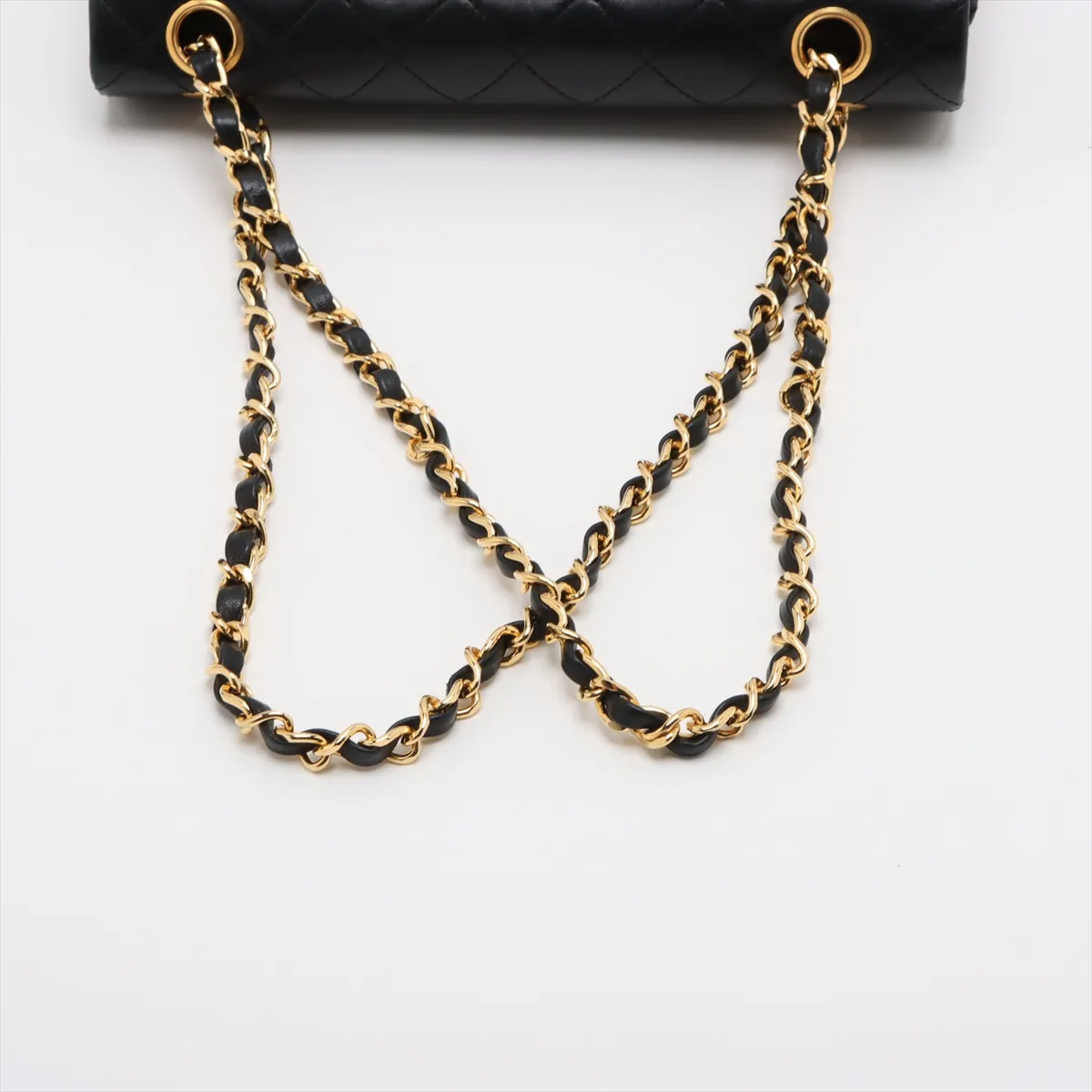 Matelasse 23 Small Lambskin Double Flap Double Chain Bag Black Gold Hardware 1185544 No. 1 A01113 — view 5