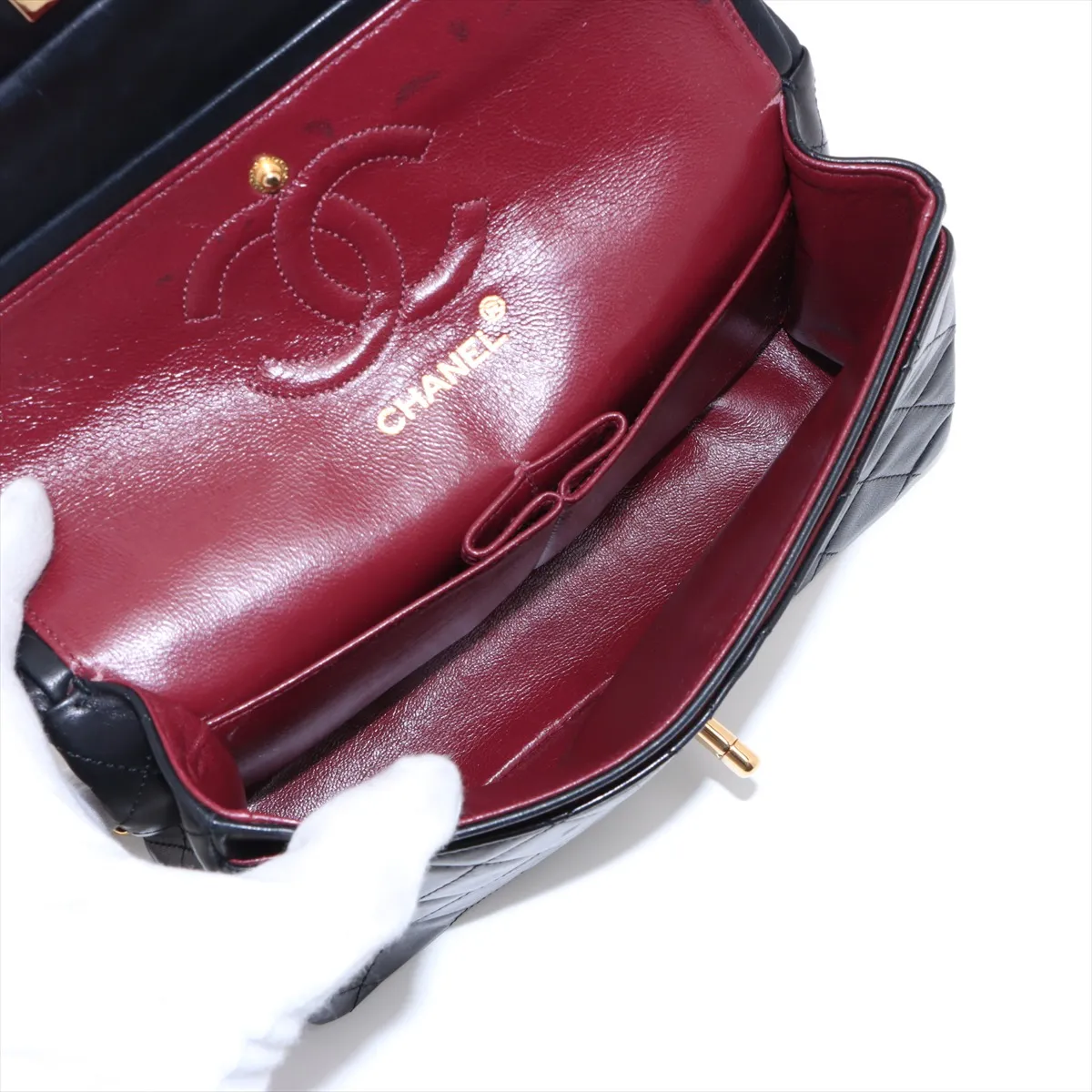 Matelasse 23 Small Lambskin Double Flap Double Chain Bag Black Gold Hardware 1185544 No. 1 A01113 — view 7
