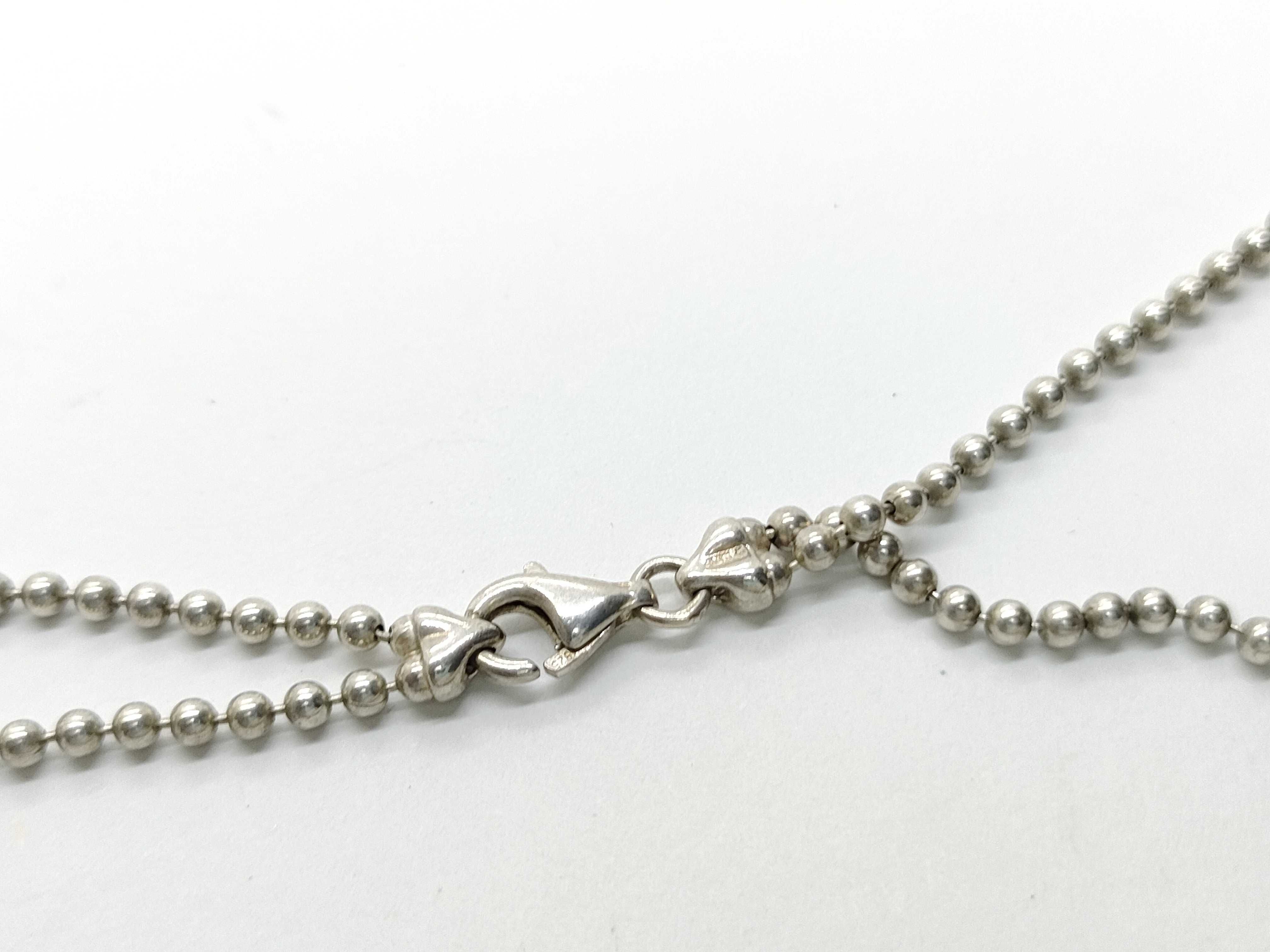 Plate Square Ball Chain Necklace, SV925, 23.3g — view 4
