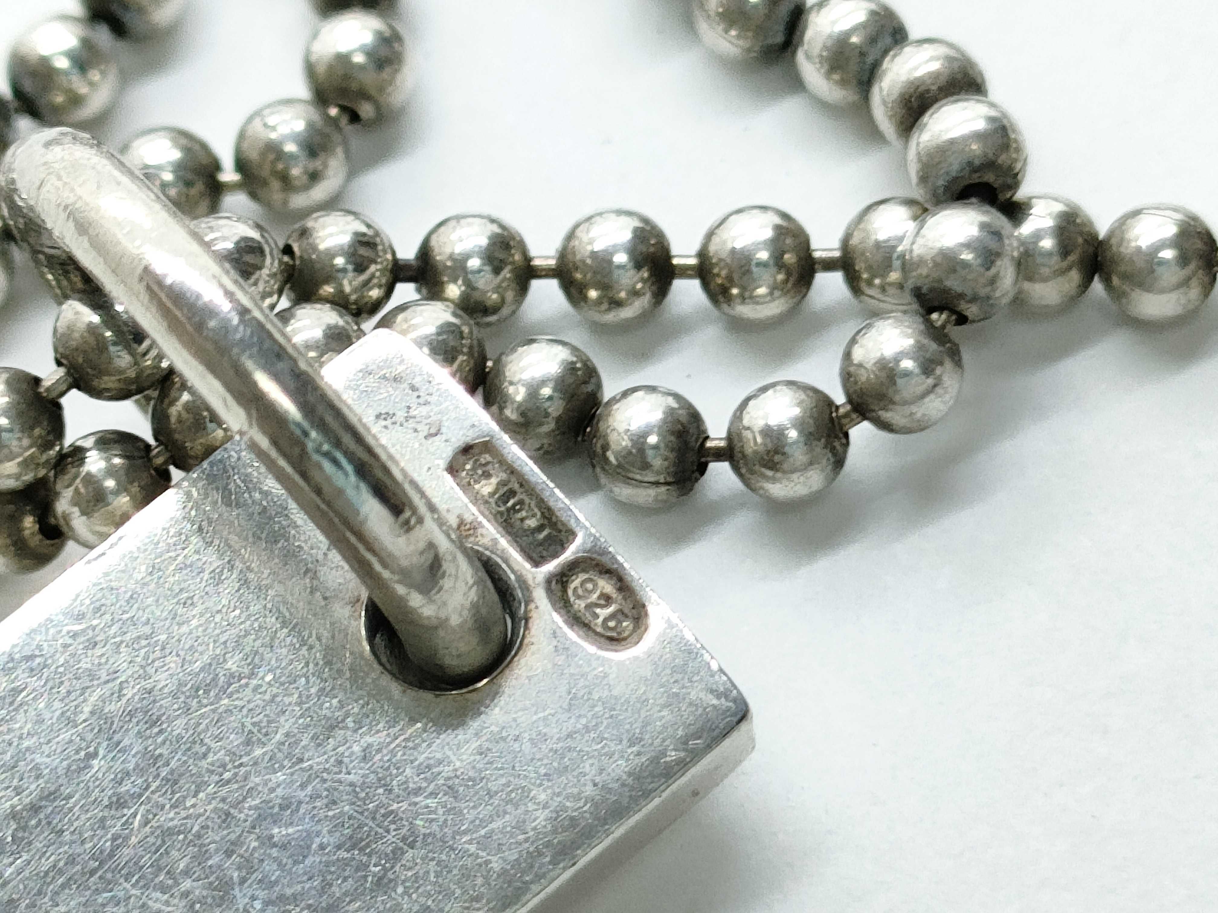 Plate Square Ball Chain Necklace, SV925, 23.3g — view 6