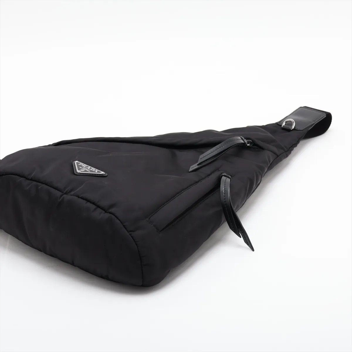 Tessuto Nylon x Leather Body Bag, Black, 2VZ092 — view 3