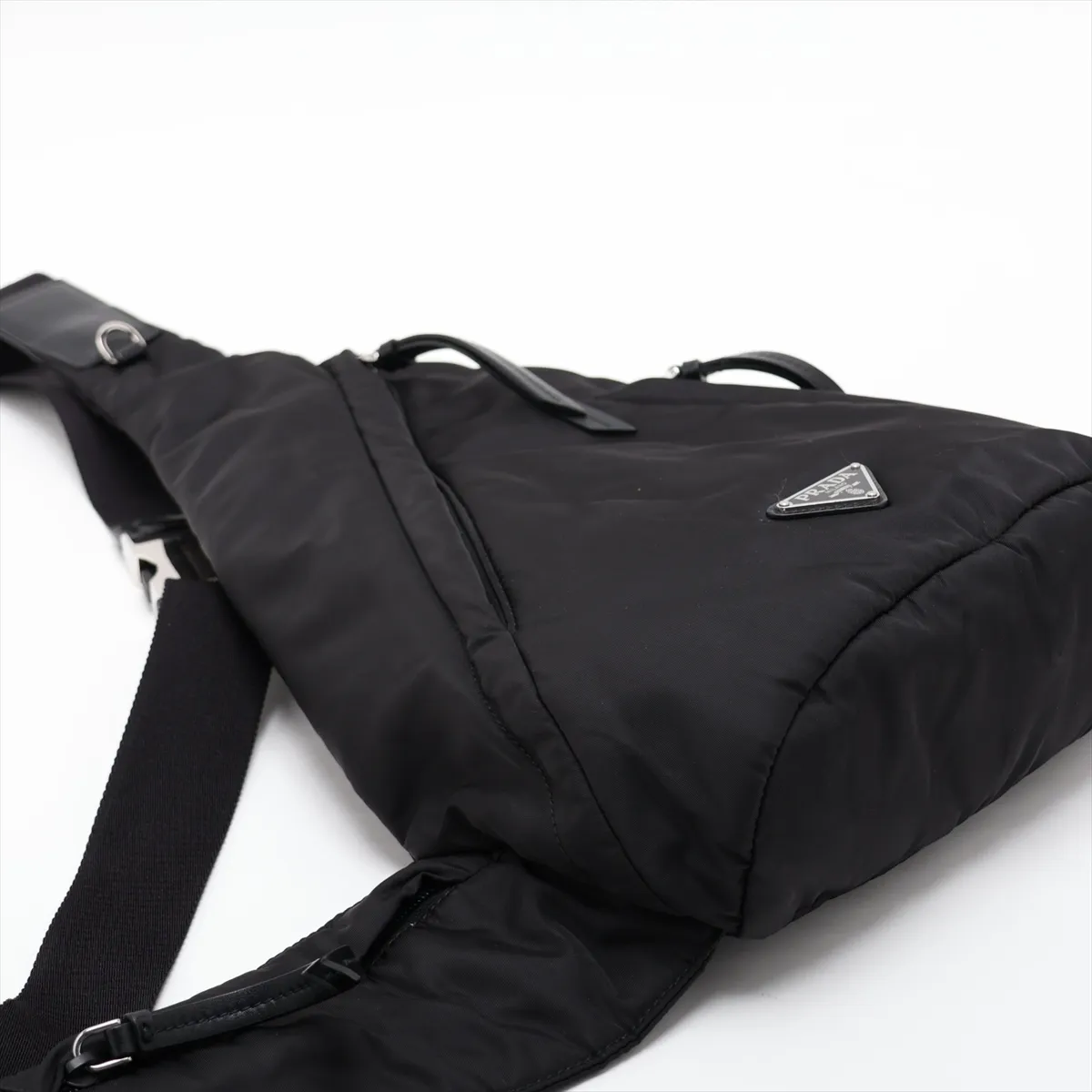 Tessuto Nylon x Leather Body Bag, Black, 2VZ092 — view 4