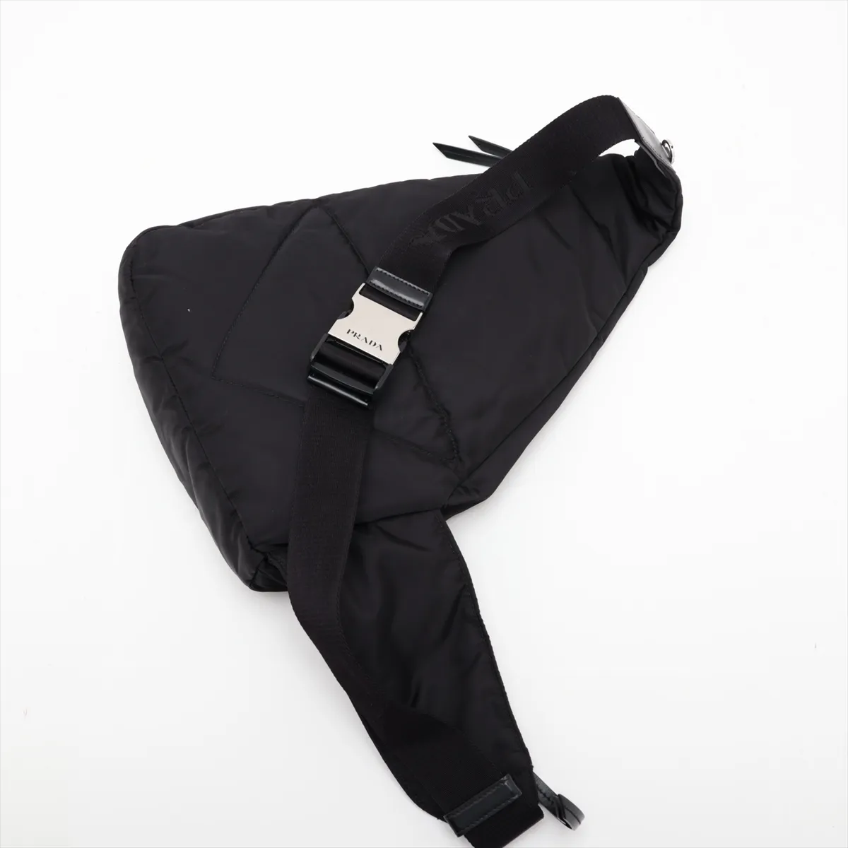 Tessuto Nylon x Leather Body Bag, Black, 2VZ092 — view 5