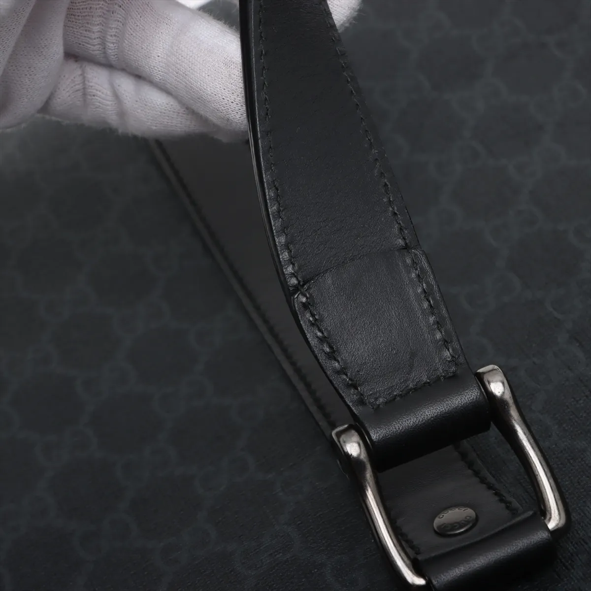 GG Supreme PVC x Leather Boston Bag Black 322066 — view 12