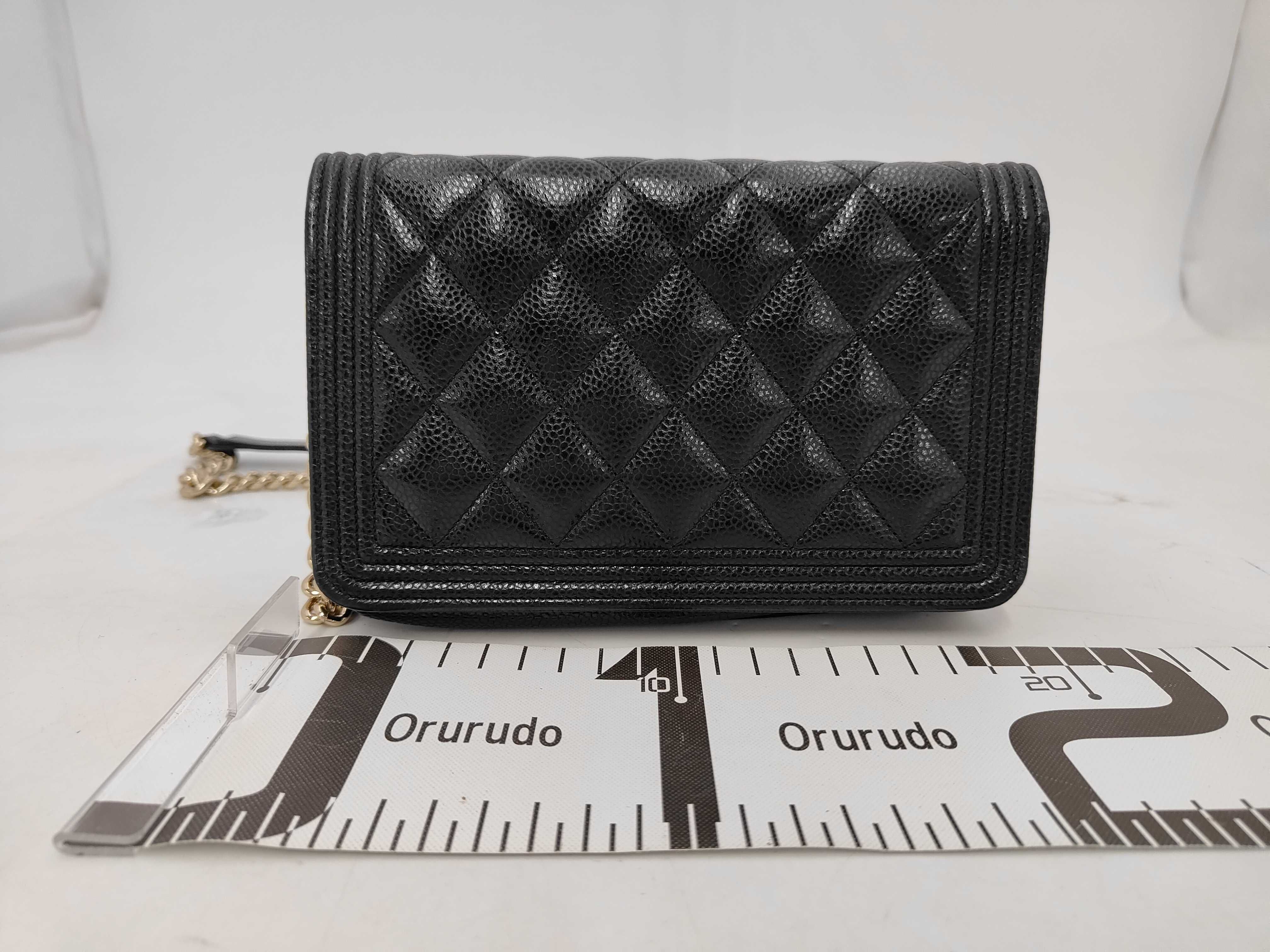Boy Chanel Chain Wallet, Black Caviar Leather, Gold Hardware, AP1117 Bag — view 2