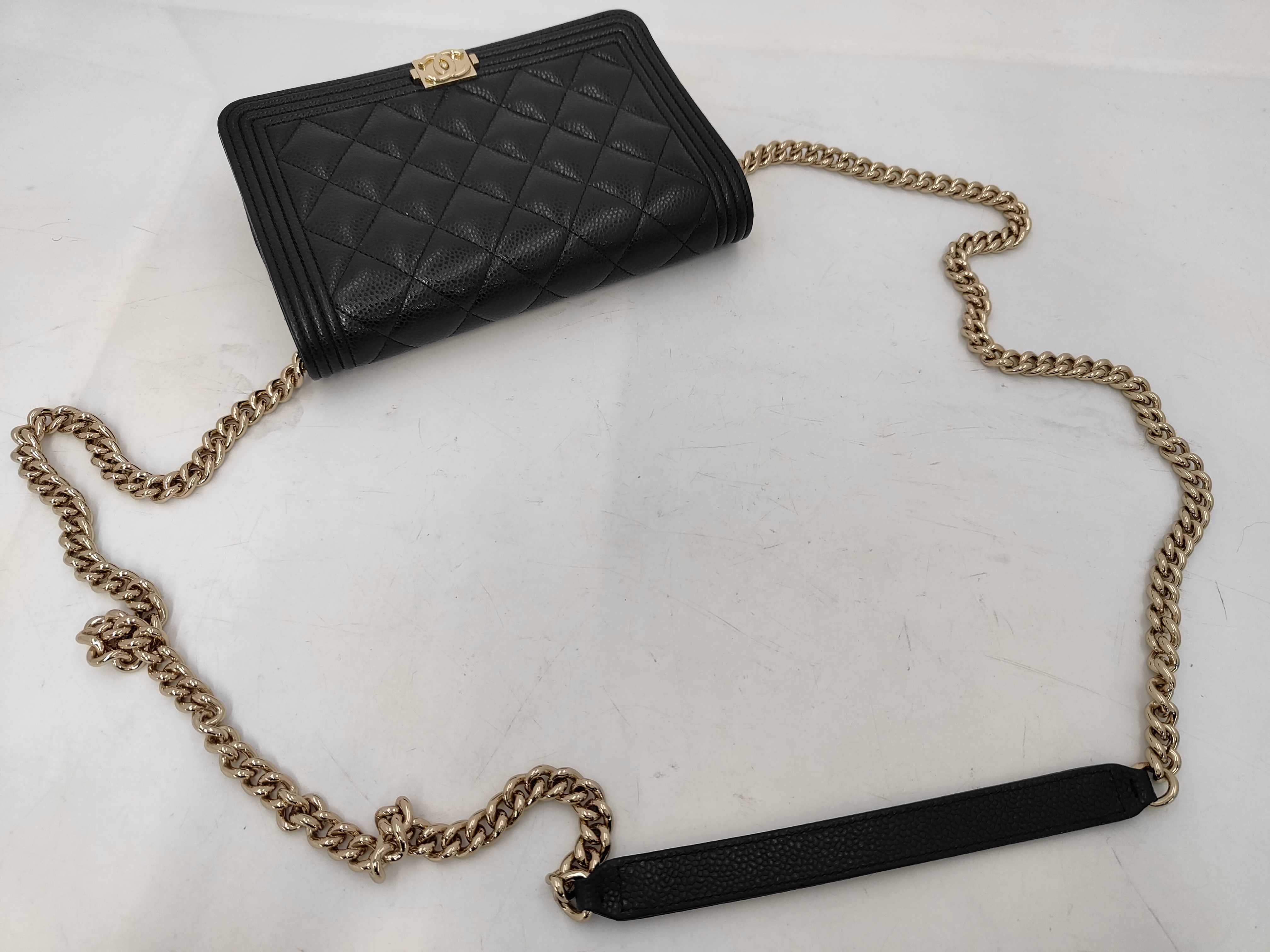 Boy Chanel Chain Wallet, Black Caviar Leather, Gold Hardware, AP1117 Bag — view 3
