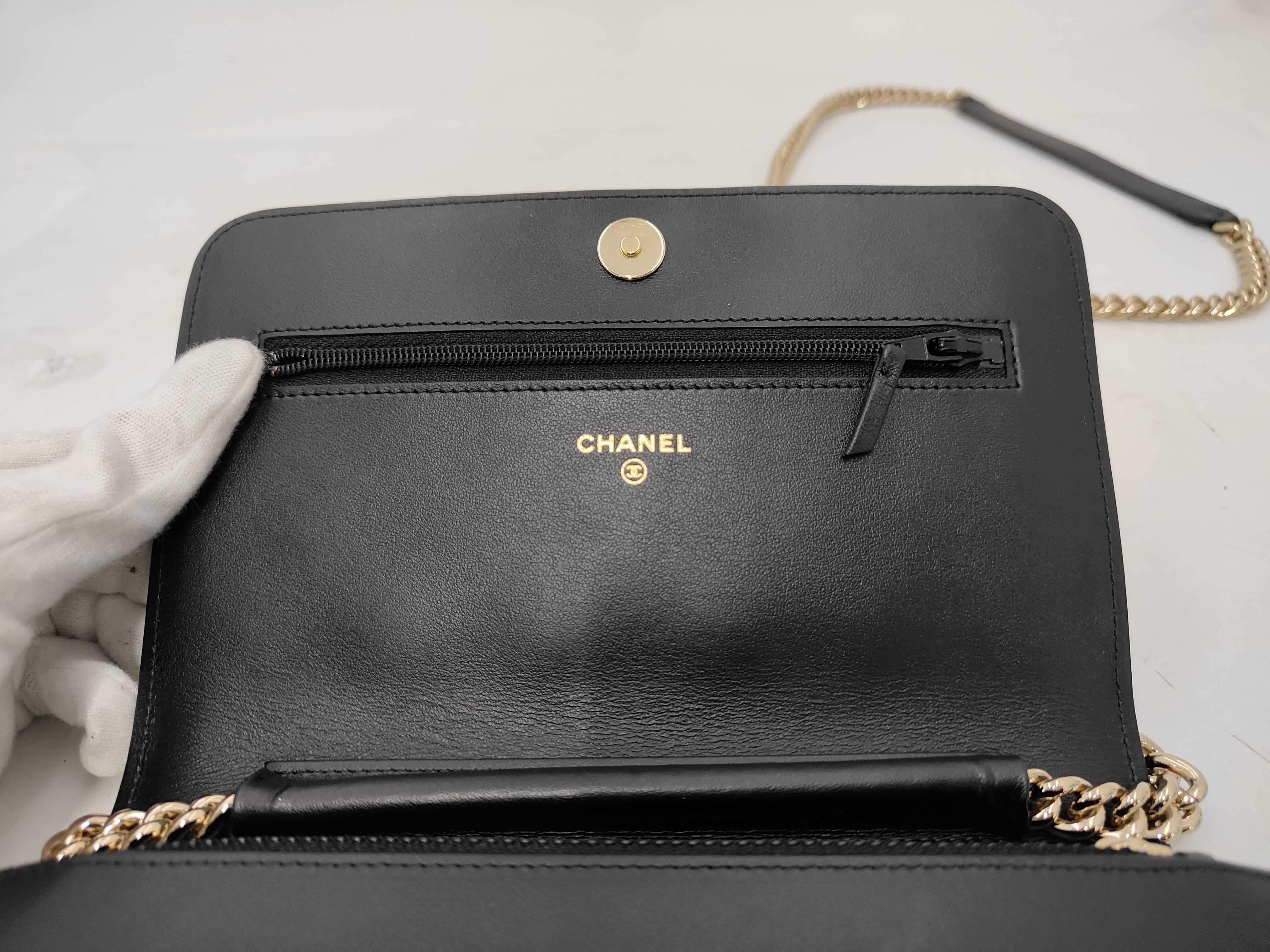 Boy Chanel Chain Wallet, Black Caviar Leather, Gold Hardware, AP1117 Bag — view 8