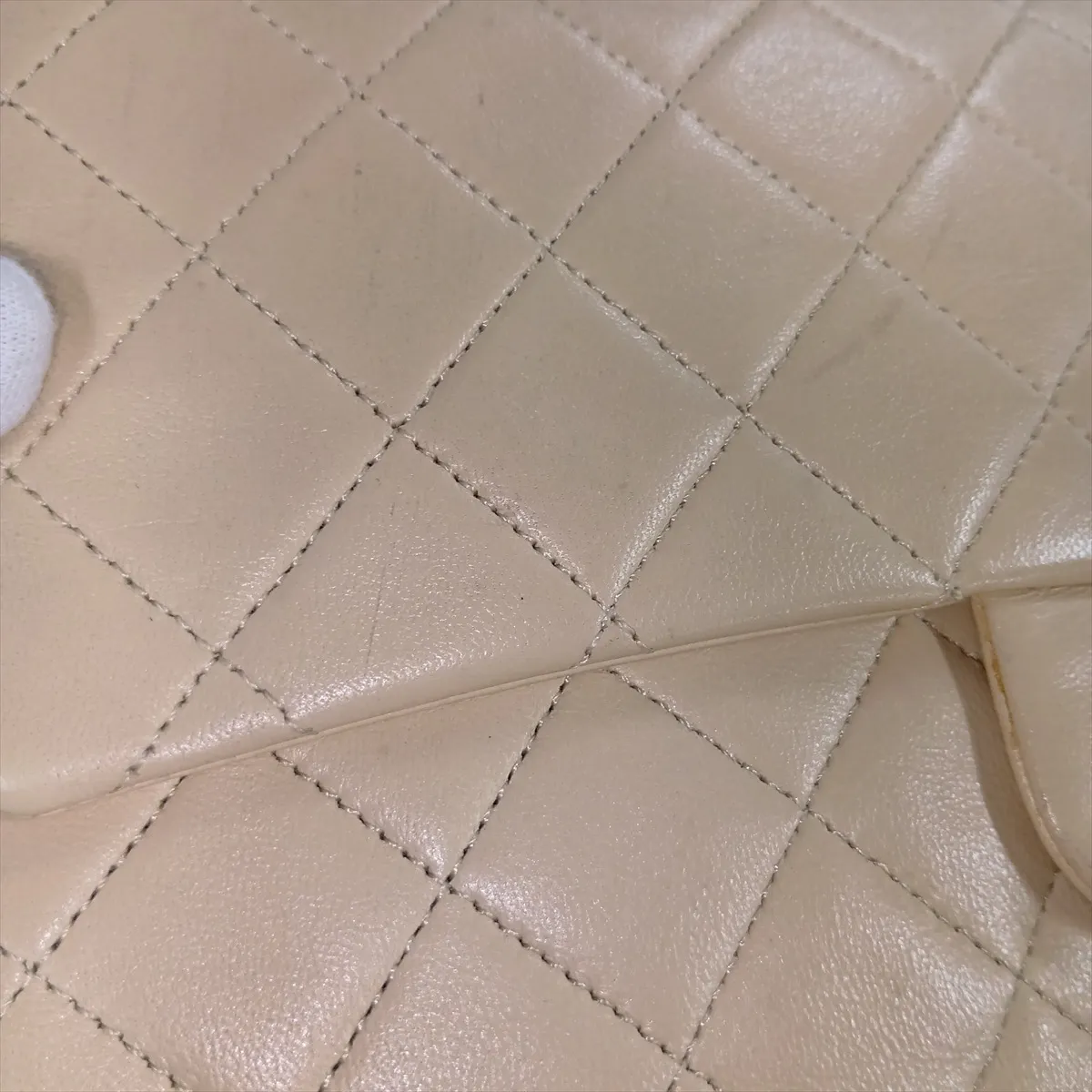Matelassé Lambskin Double Flap Double Chain Bag, Beige, Gold Hardware, Item No. 1178434 (Serial No. 1) — view 12