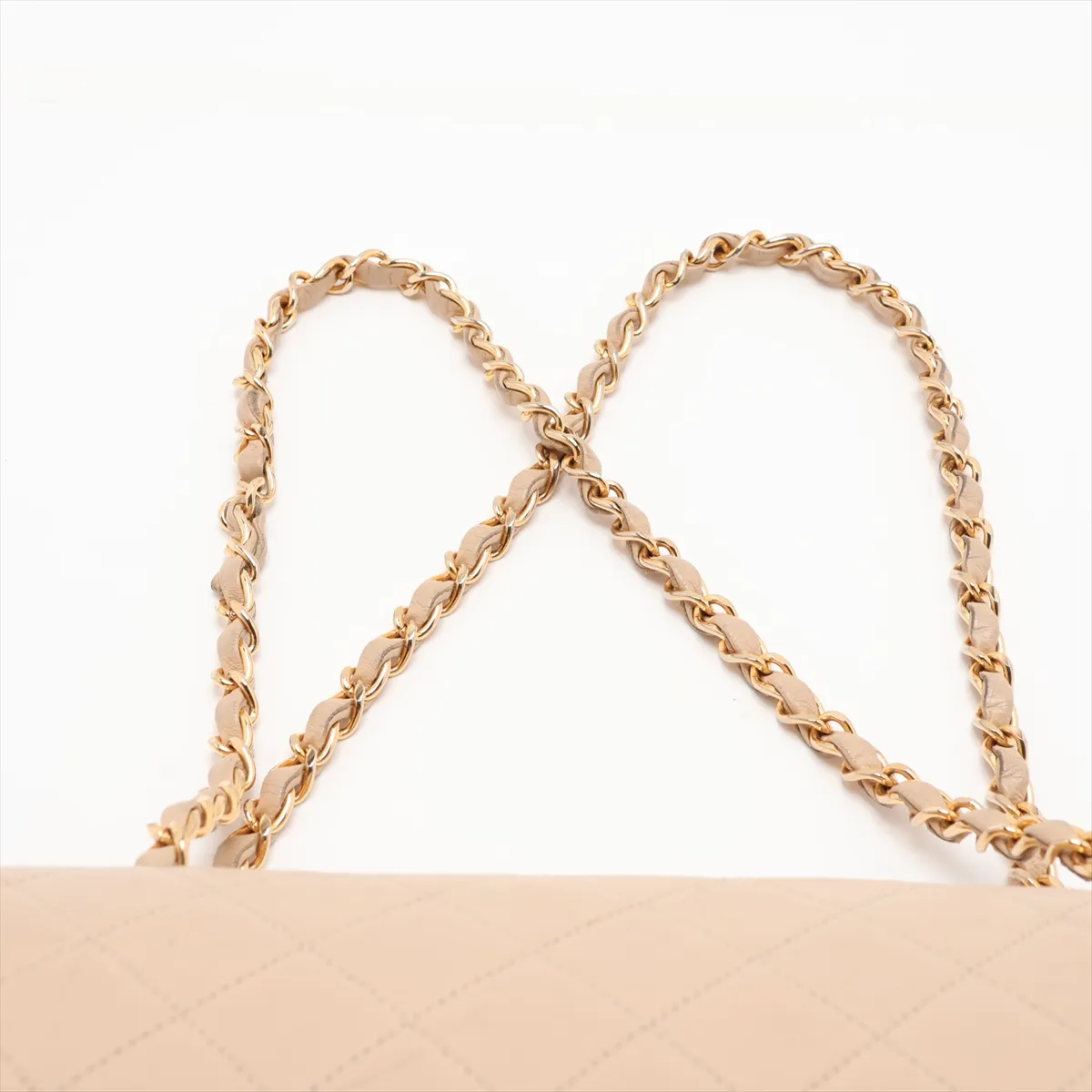 Matelassé Lambskin Double Flap Double Chain Bag, Beige, Gold Hardware, Item No. 1178434 (Serial No. 1) — view 6