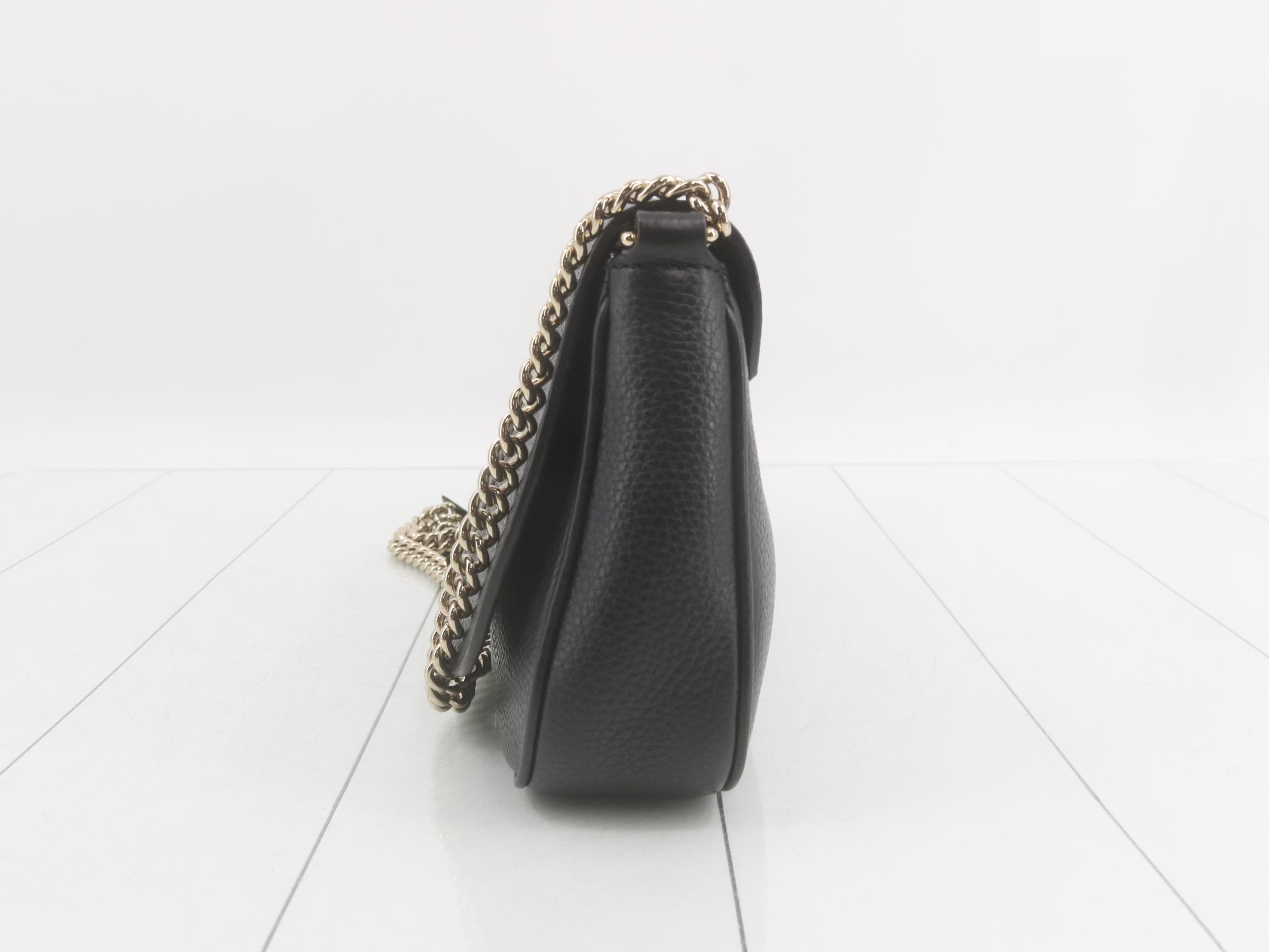Soho Leather Chain Shoulder Bag, Black — view 3