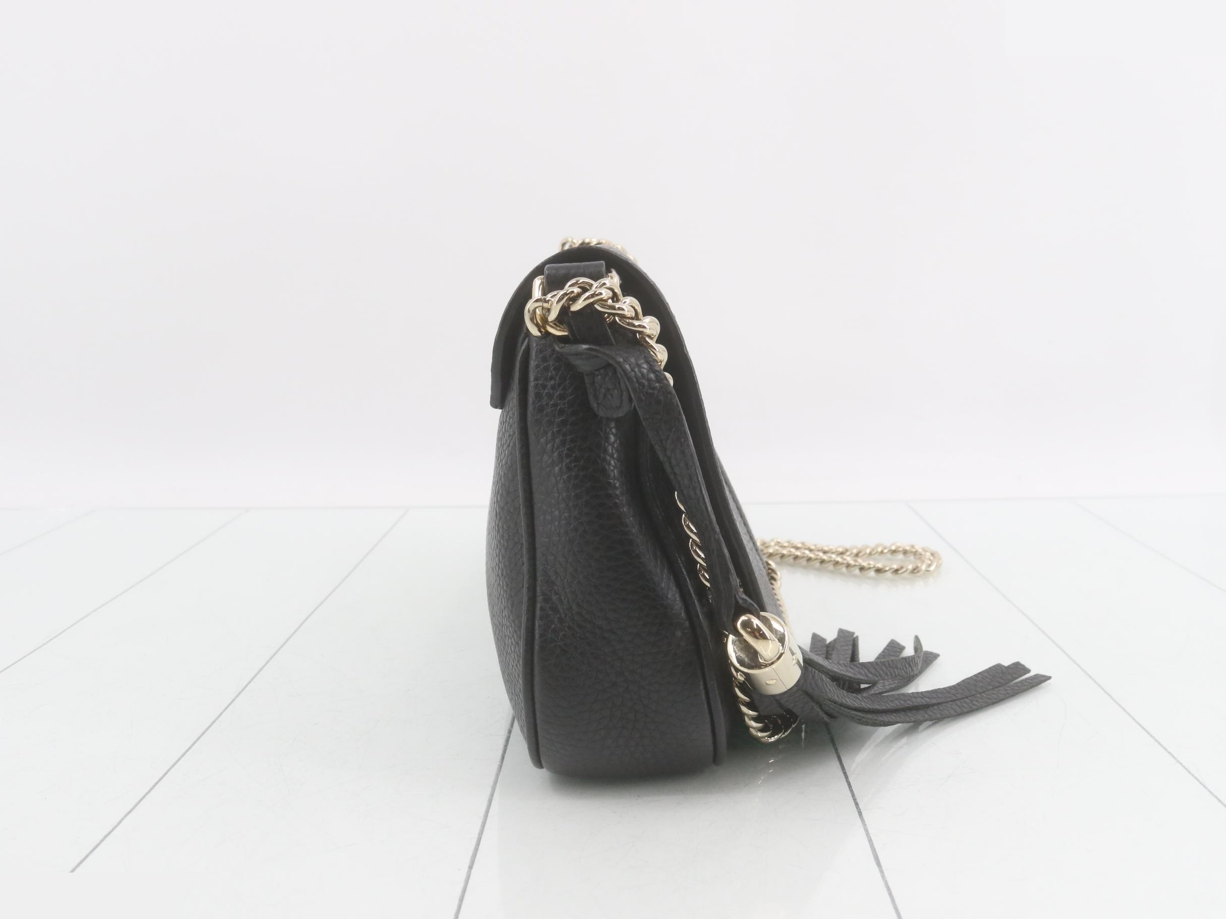 Soho Leather Chain Shoulder Bag, Black — view 4