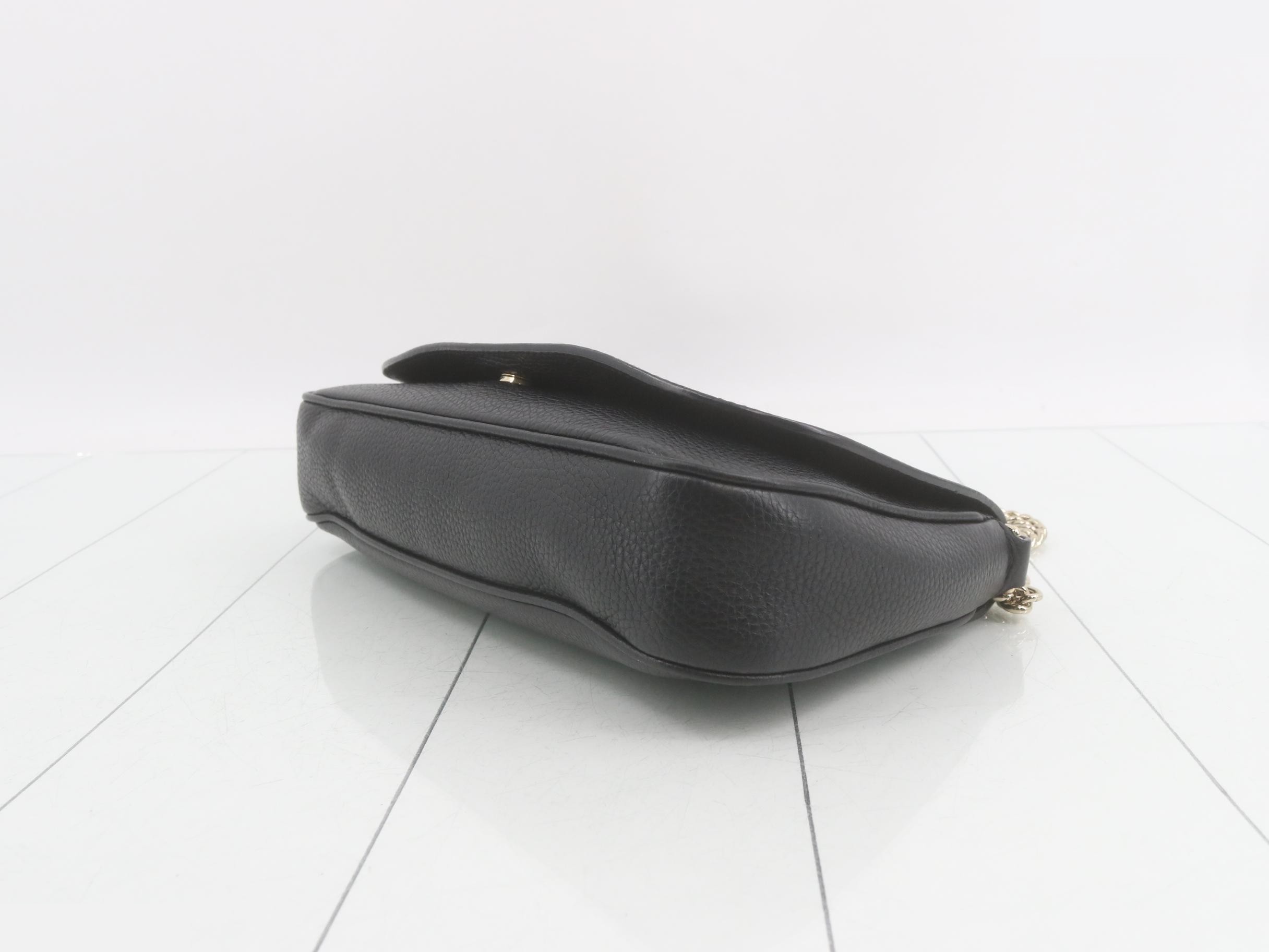 Soho Leather Chain Shoulder Bag, Black — view 6