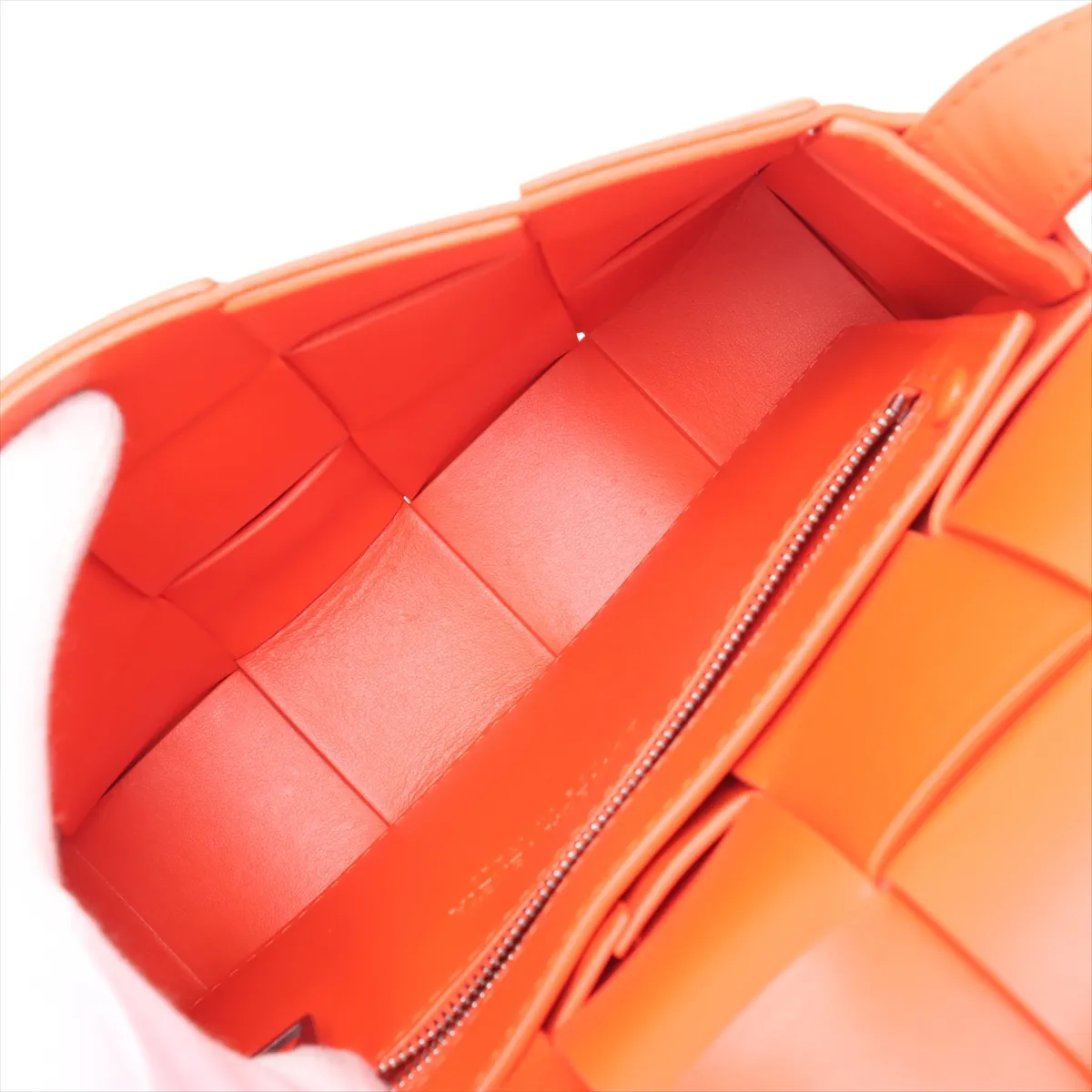 Maxi Intrecciato Cassette Leather Shoulder Bag Orange — view 6