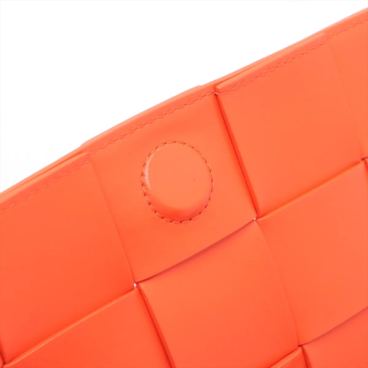 Maxi Intrecciato Cassette Leather Shoulder Bag Orange — view 9