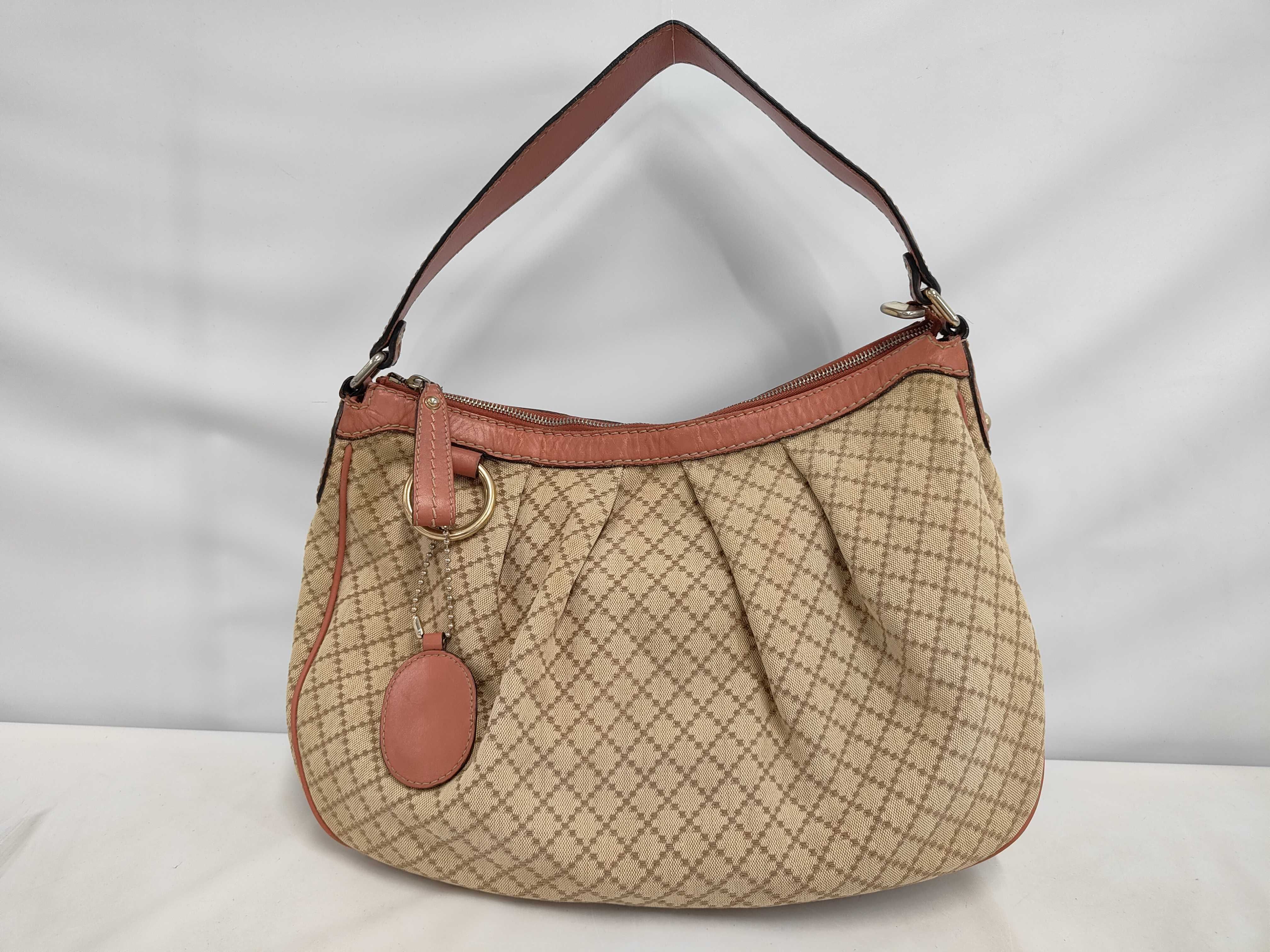 Pink Canvas Twill GG Monogram Crescent Shoulder Bag