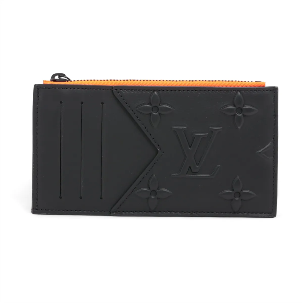 Monogram Embossed Coin Card Holder M80827 Black Card Holder RFID Detectable