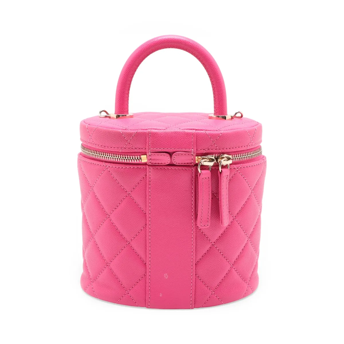 Matelassé Caviar Skin Vanity Bag, Pink with Gold Hardware, KTN5149G, Random Plate — view 2