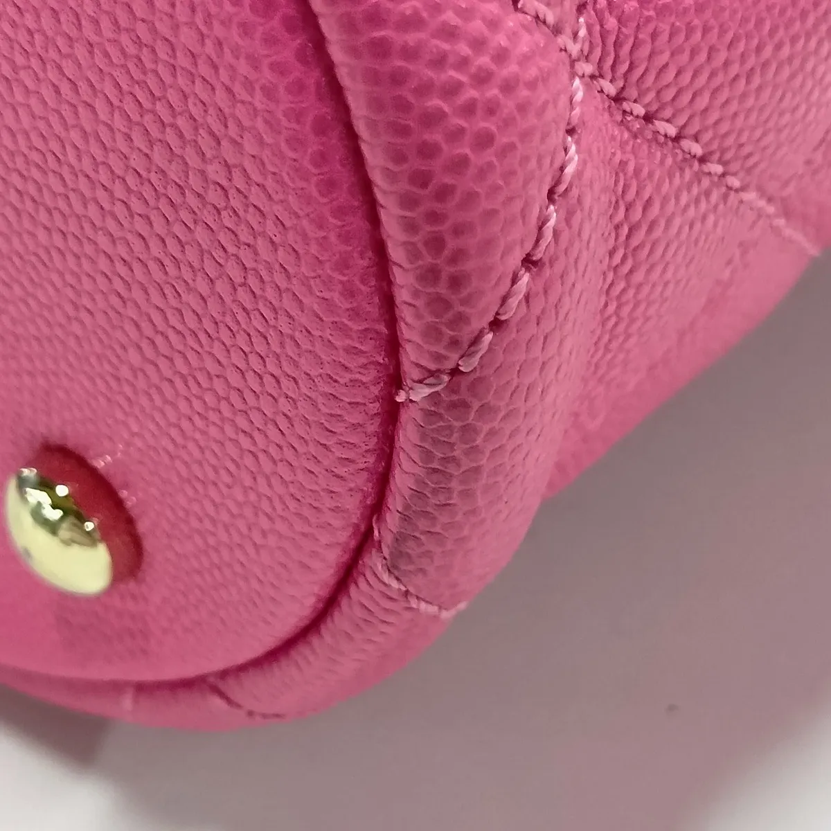 Matelassé Caviar Skin Vanity Bag, Pink with Gold Hardware, KTN5149G, Random Plate — view 13