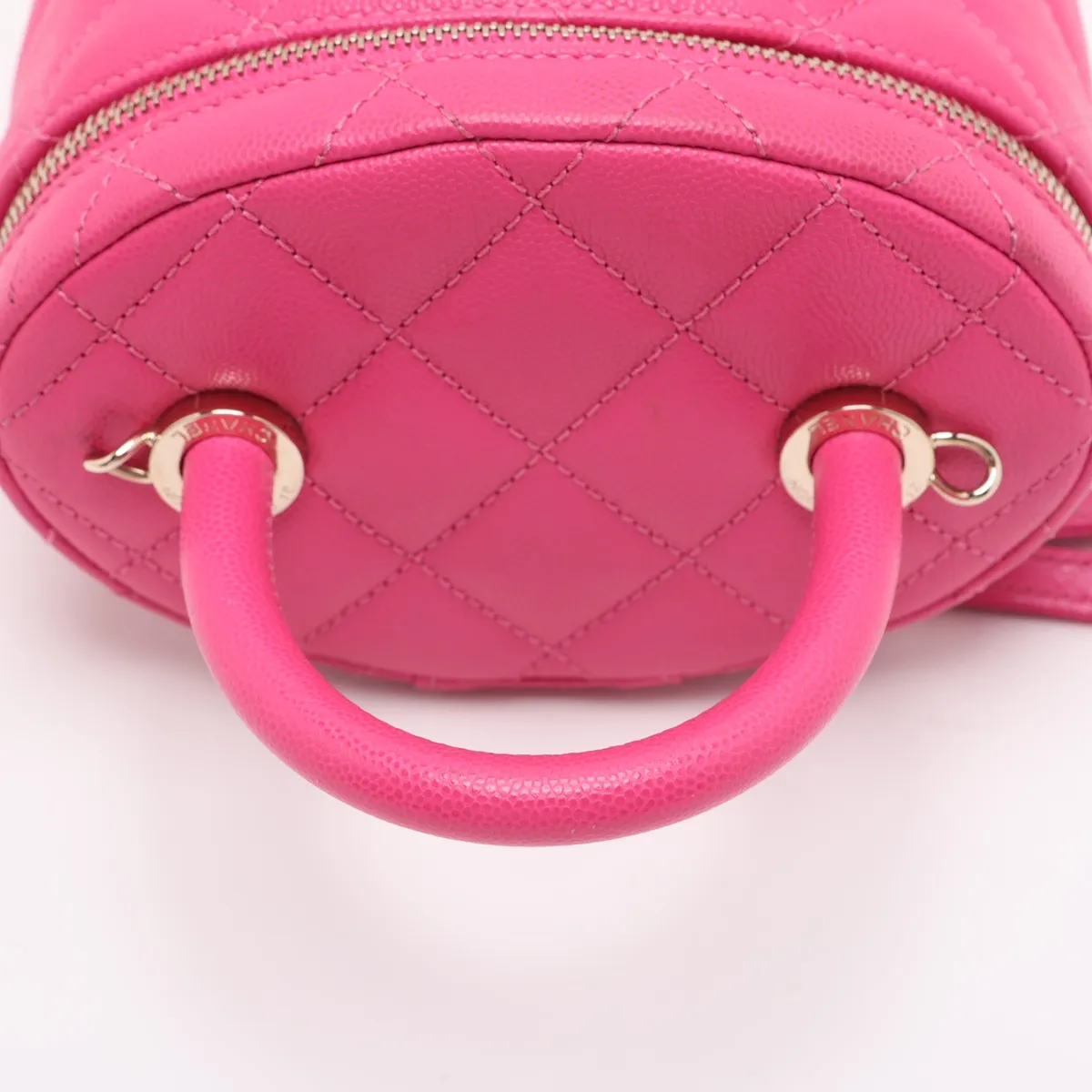 Matelassé Caviar Skin Vanity Bag, Pink with Gold Hardware, KTN5149G, Random Plate — view 5