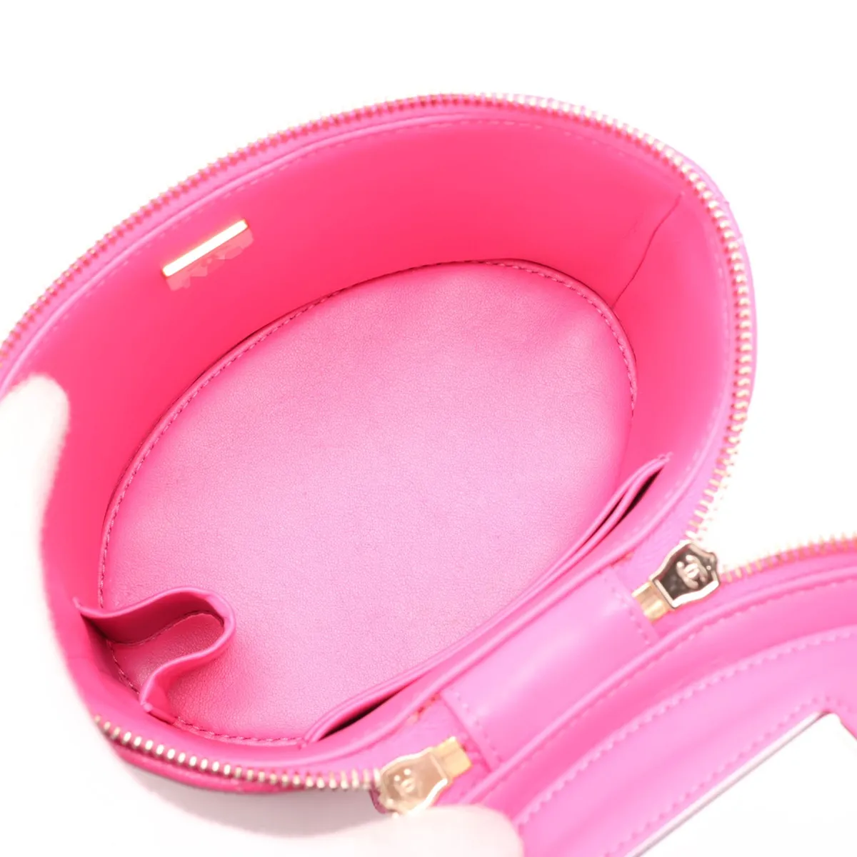 Matelassé Caviar Skin Vanity Bag, Pink with Gold Hardware, KTN5149G, Random Plate — view 8