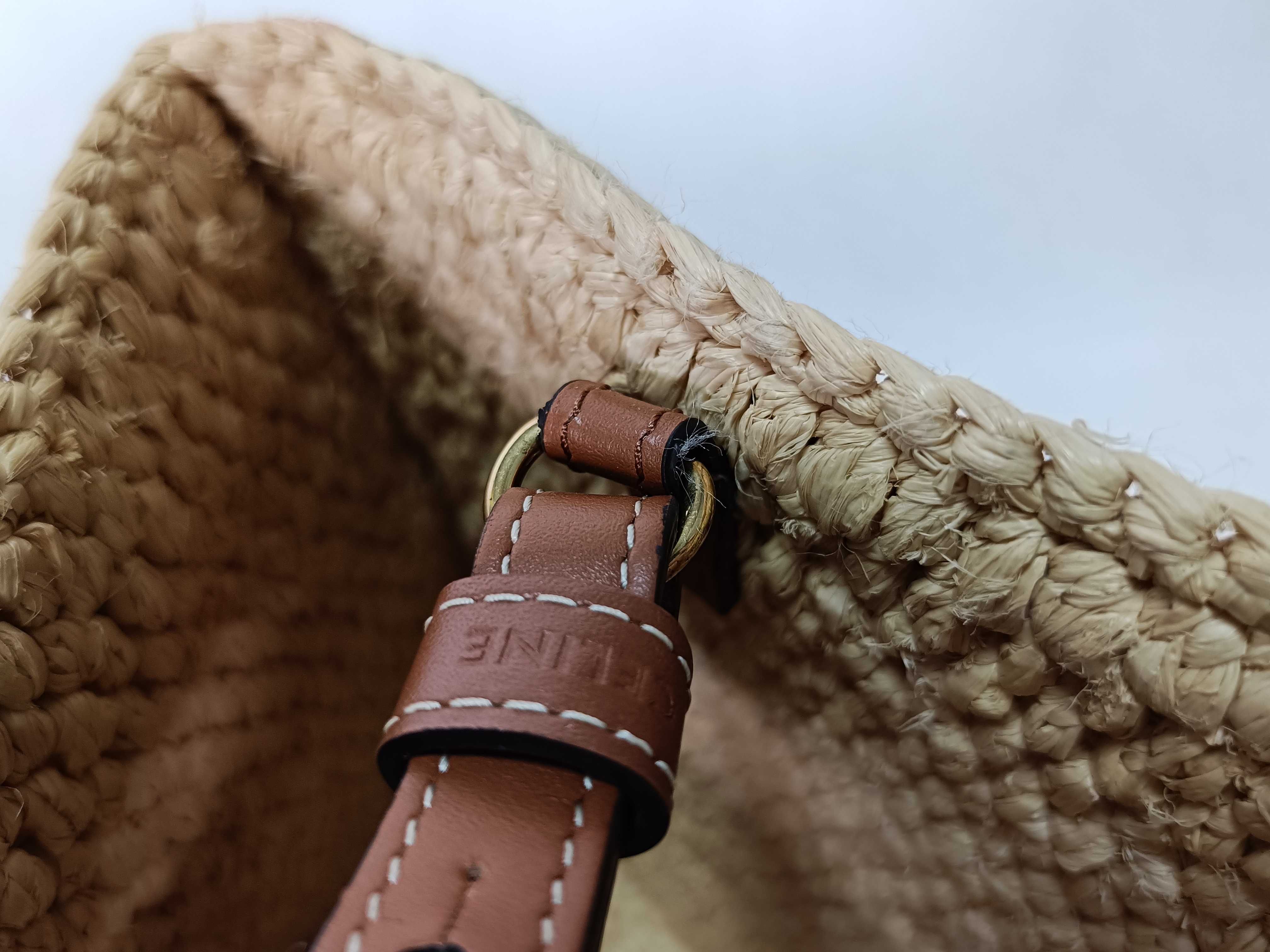 Small Cabas Thais Raffia & Calfskin Shoulder Bag — view 12