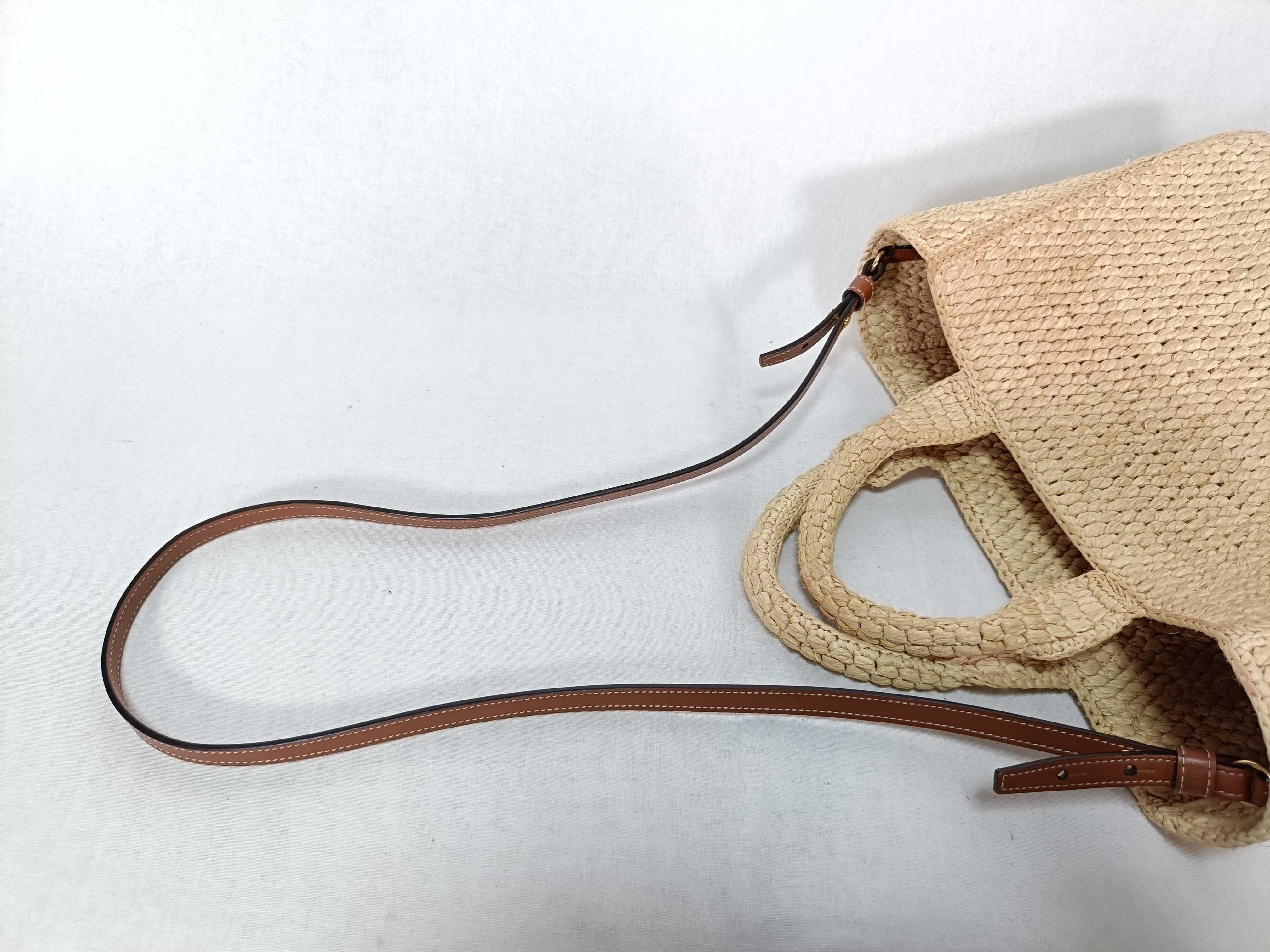 Small Cabas Thais Raffia & Calfskin Shoulder Bag — view 7