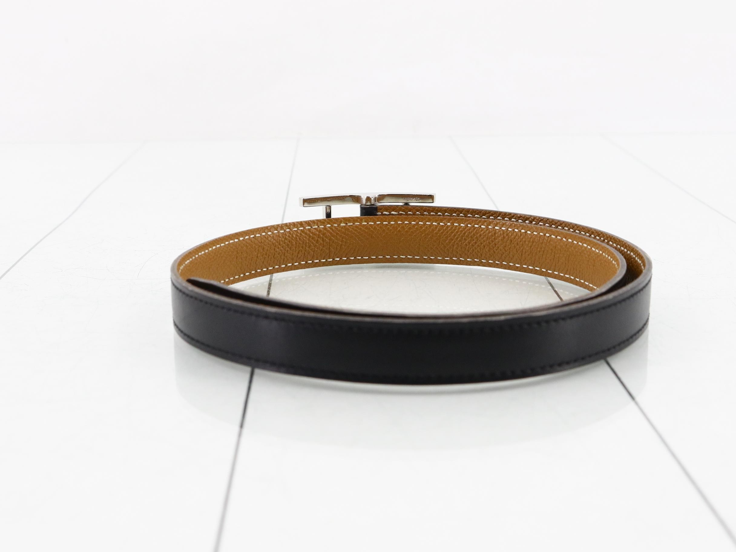 Constance H-buckle reversible leather belt, engraving: D314 — view 2