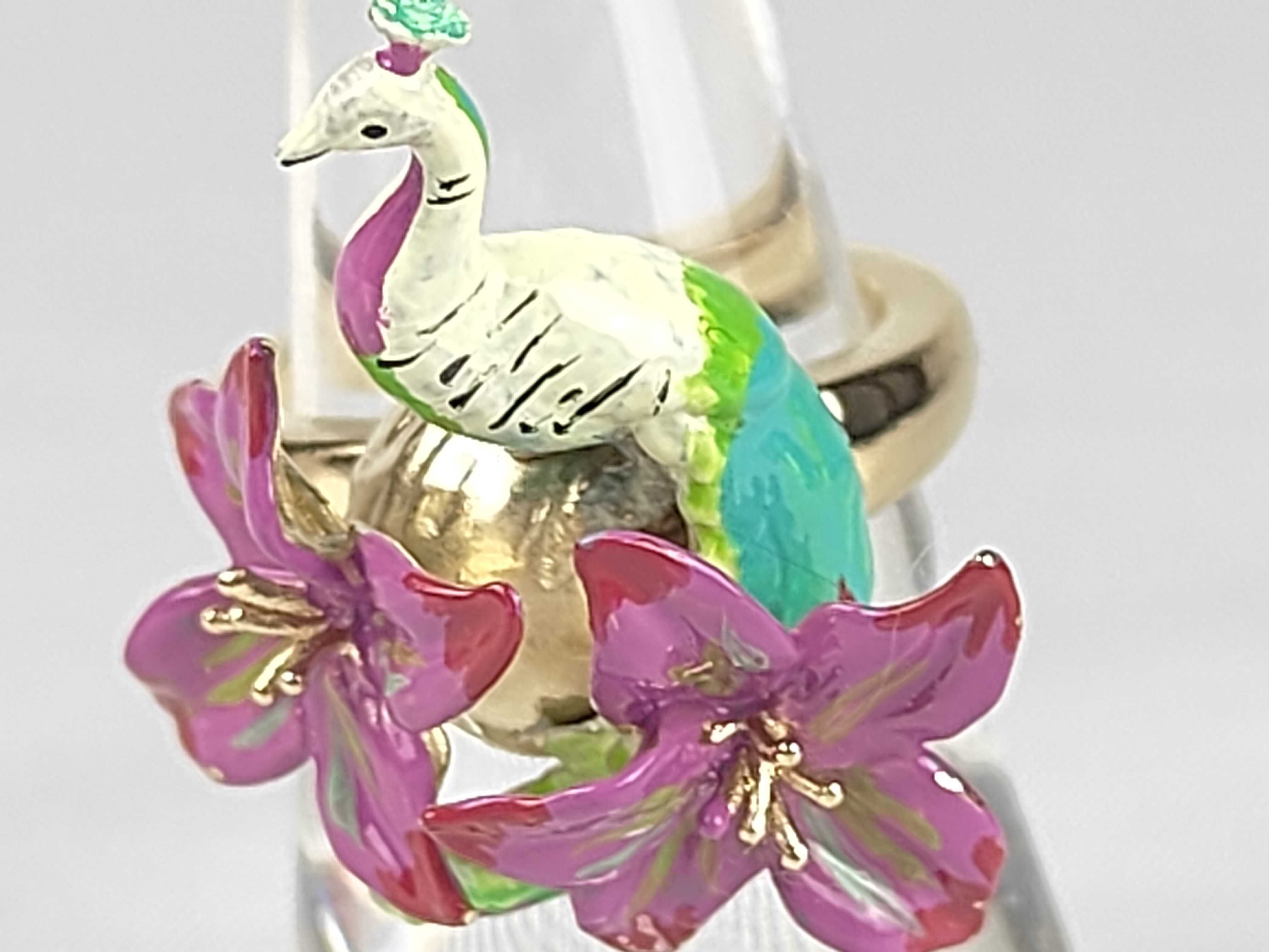 Bird/Flower Motif Ring, Size M — view 2
