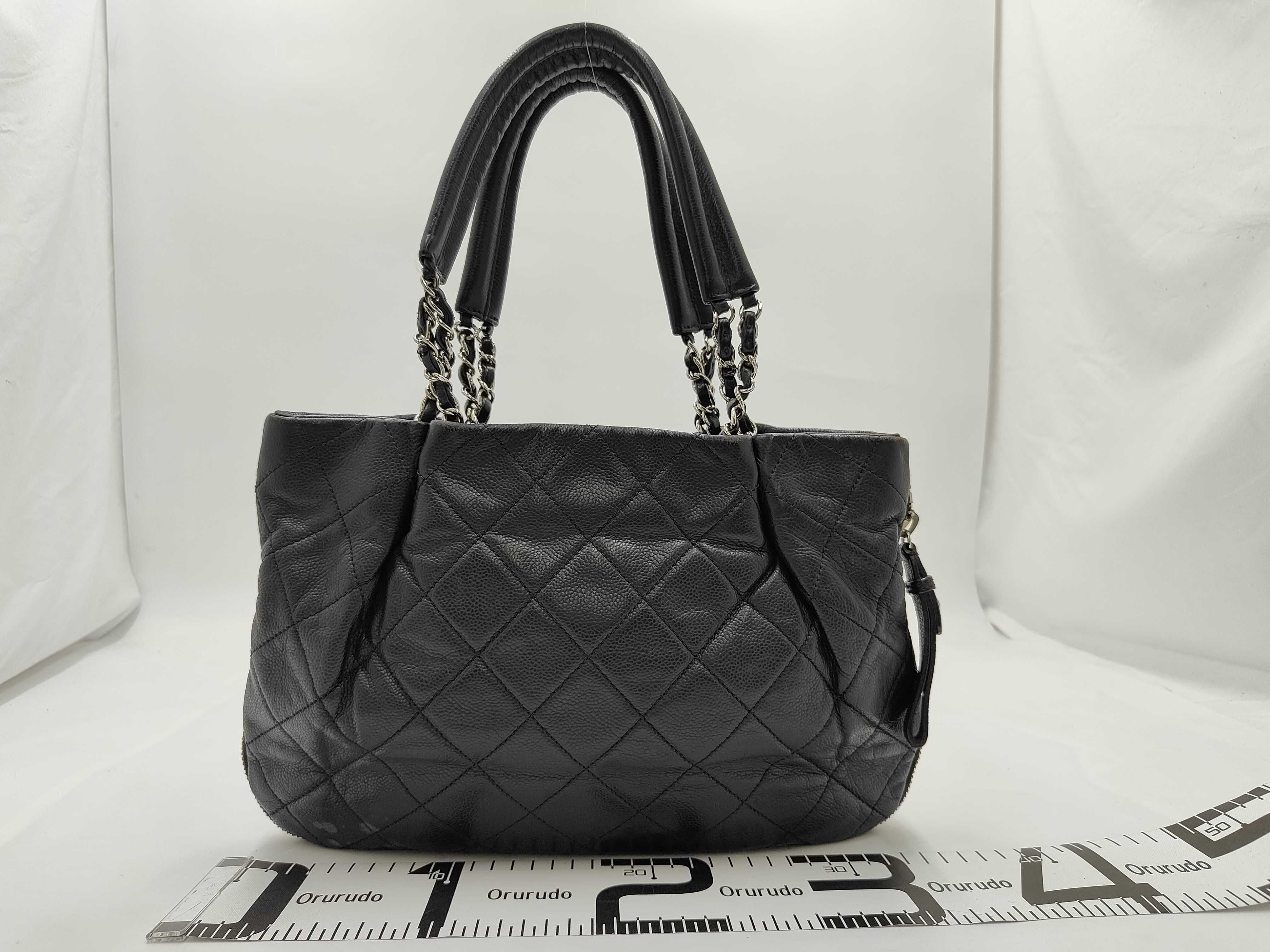 Black Caviar Leather Tote Bag with Silver Hardware (Serial Number 14) — view 2