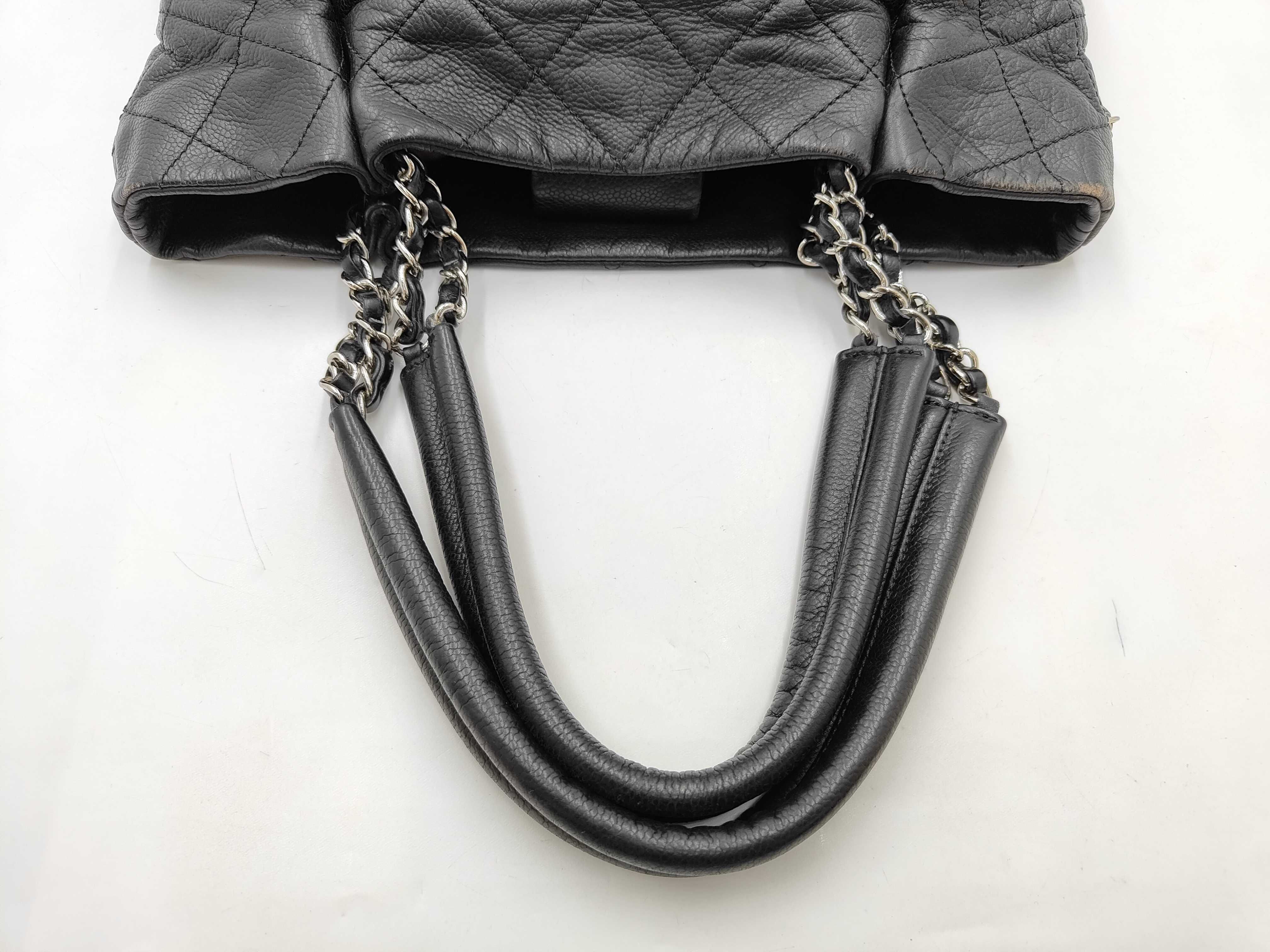 Black Caviar Leather Tote Bag with Silver Hardware (Serial Number 14) — view 3