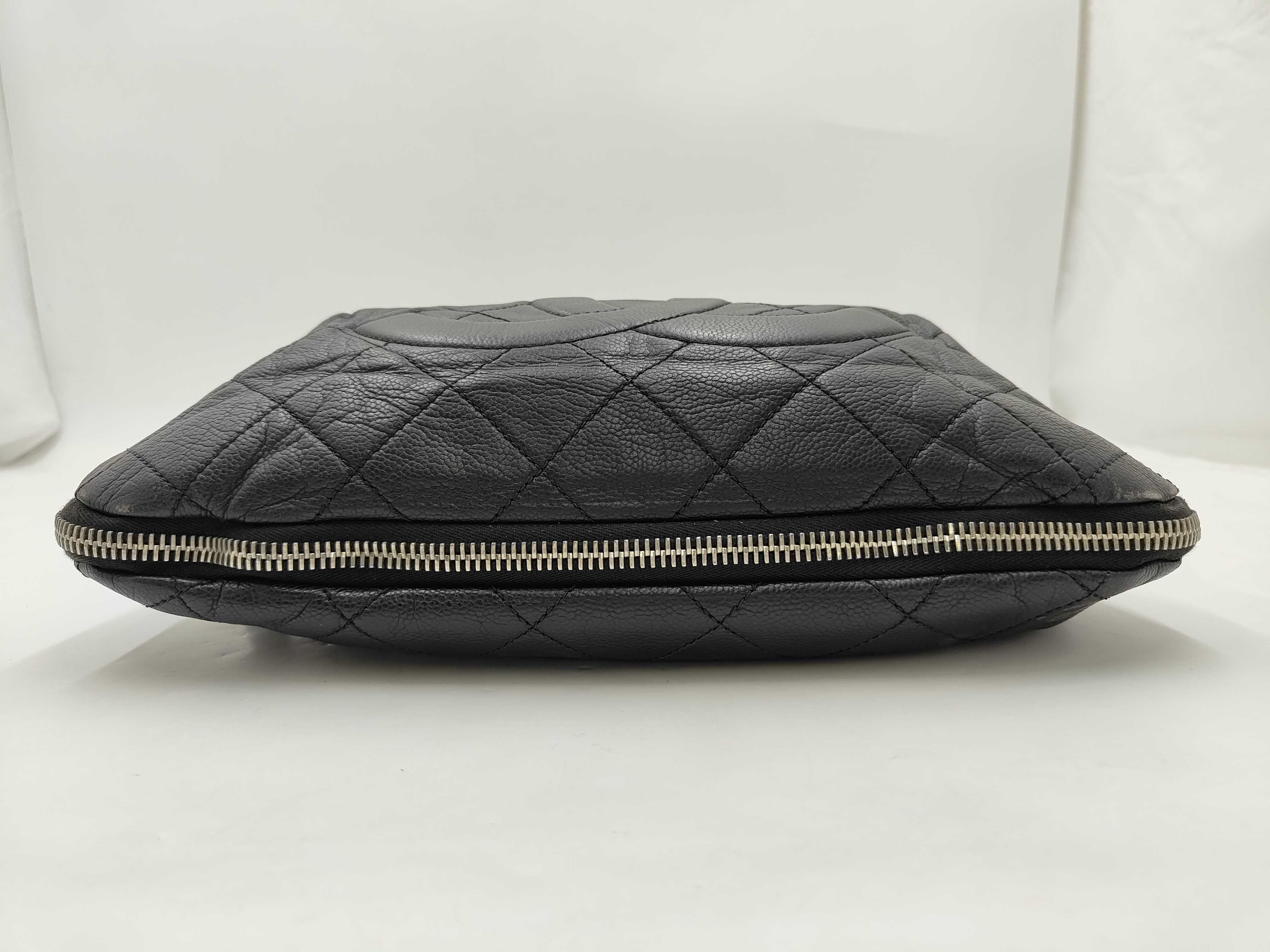 Black Caviar Leather Tote Bag with Silver Hardware (Serial Number 14) — view 7