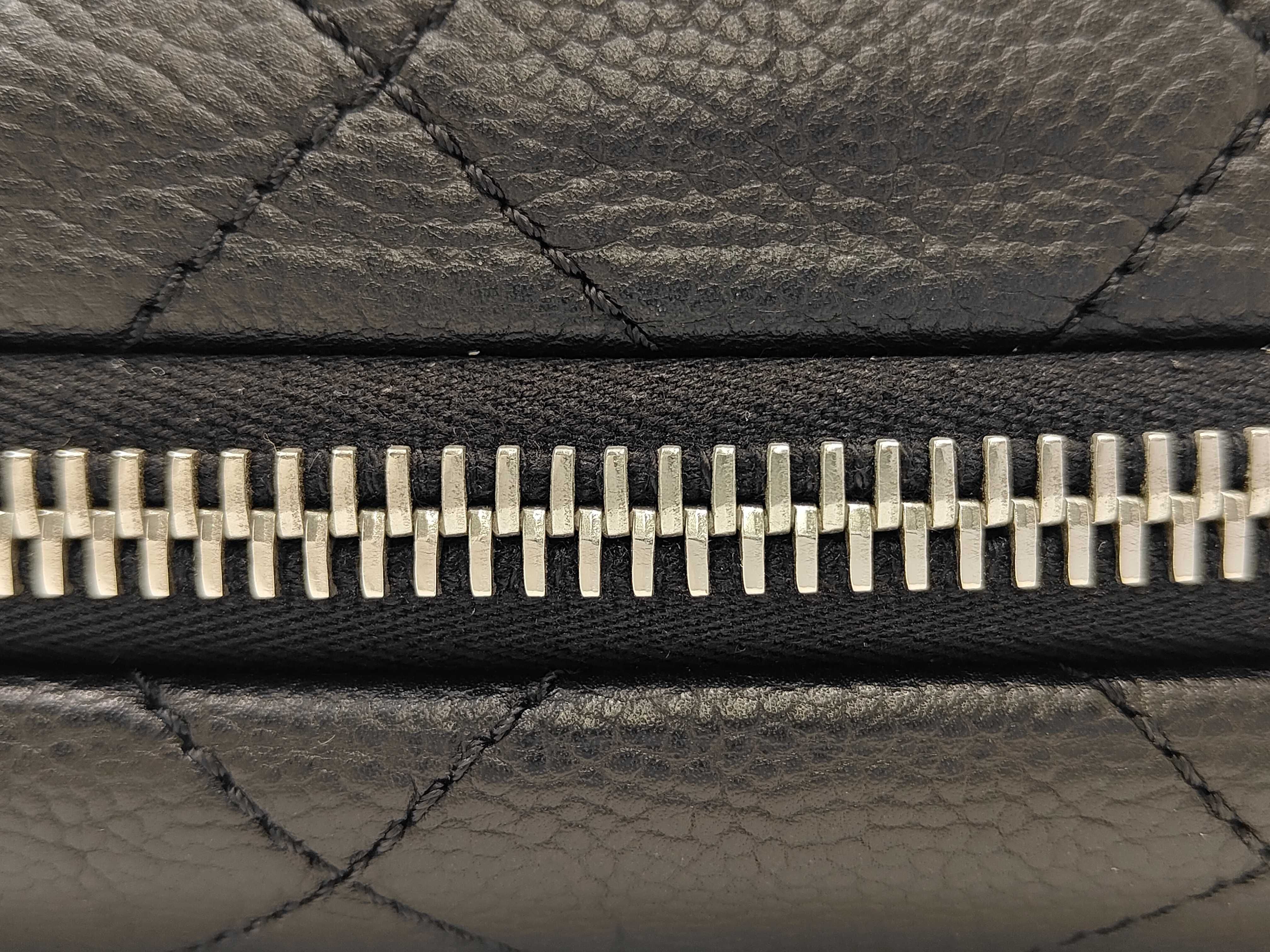 Black Caviar Leather Tote Bag with Silver Hardware (Serial Number 14) — view 8