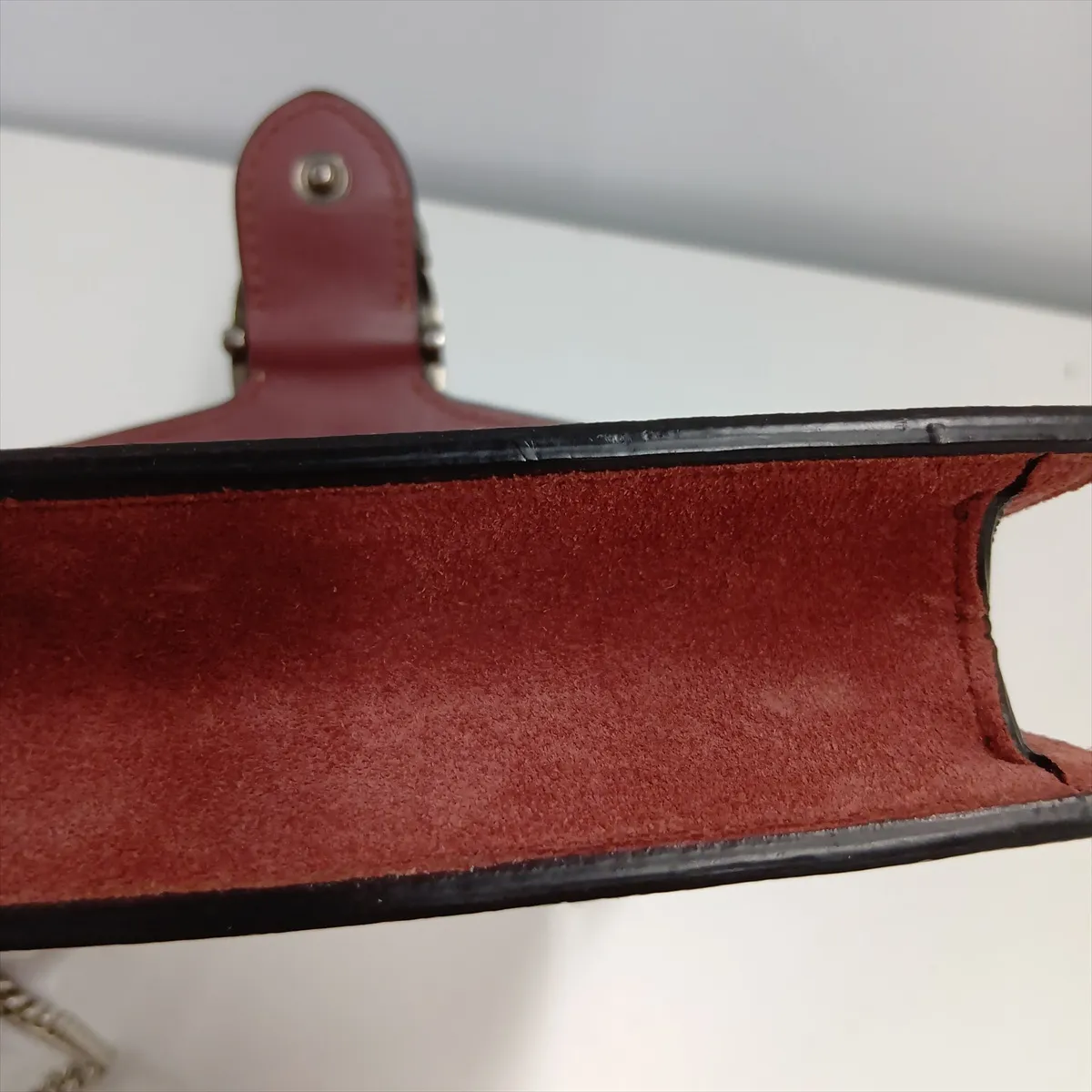 GG Blooms Dionysus 476432 PVC x Suede Chain Shoulder Bag Beige x Red — view 13