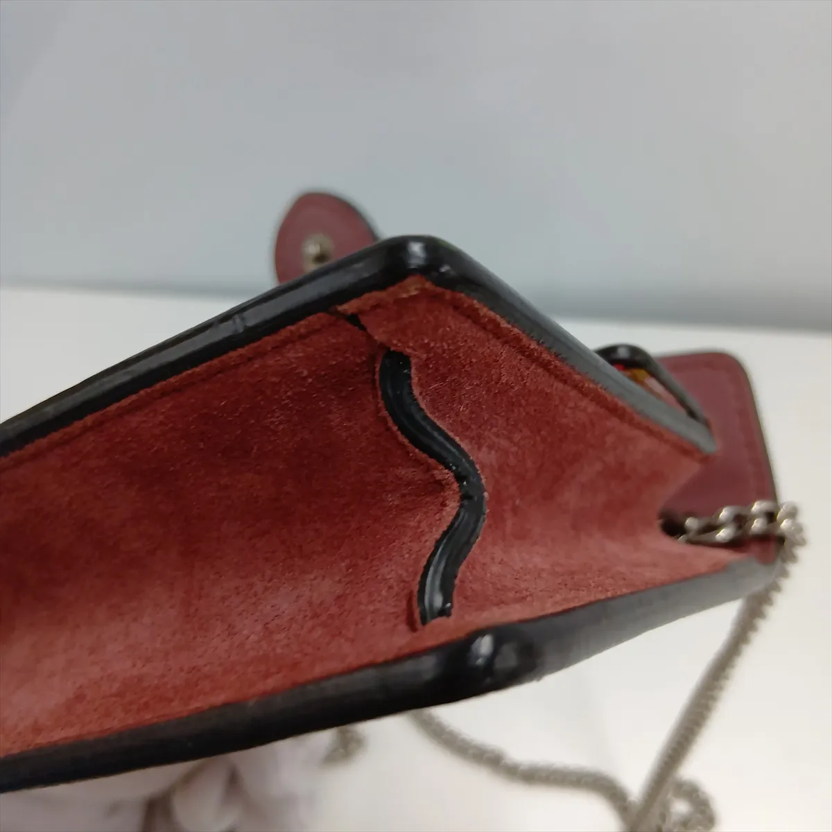 GG Blooms Dionysus 476432 PVC x Suede Chain Shoulder Bag Beige x Red — view 14