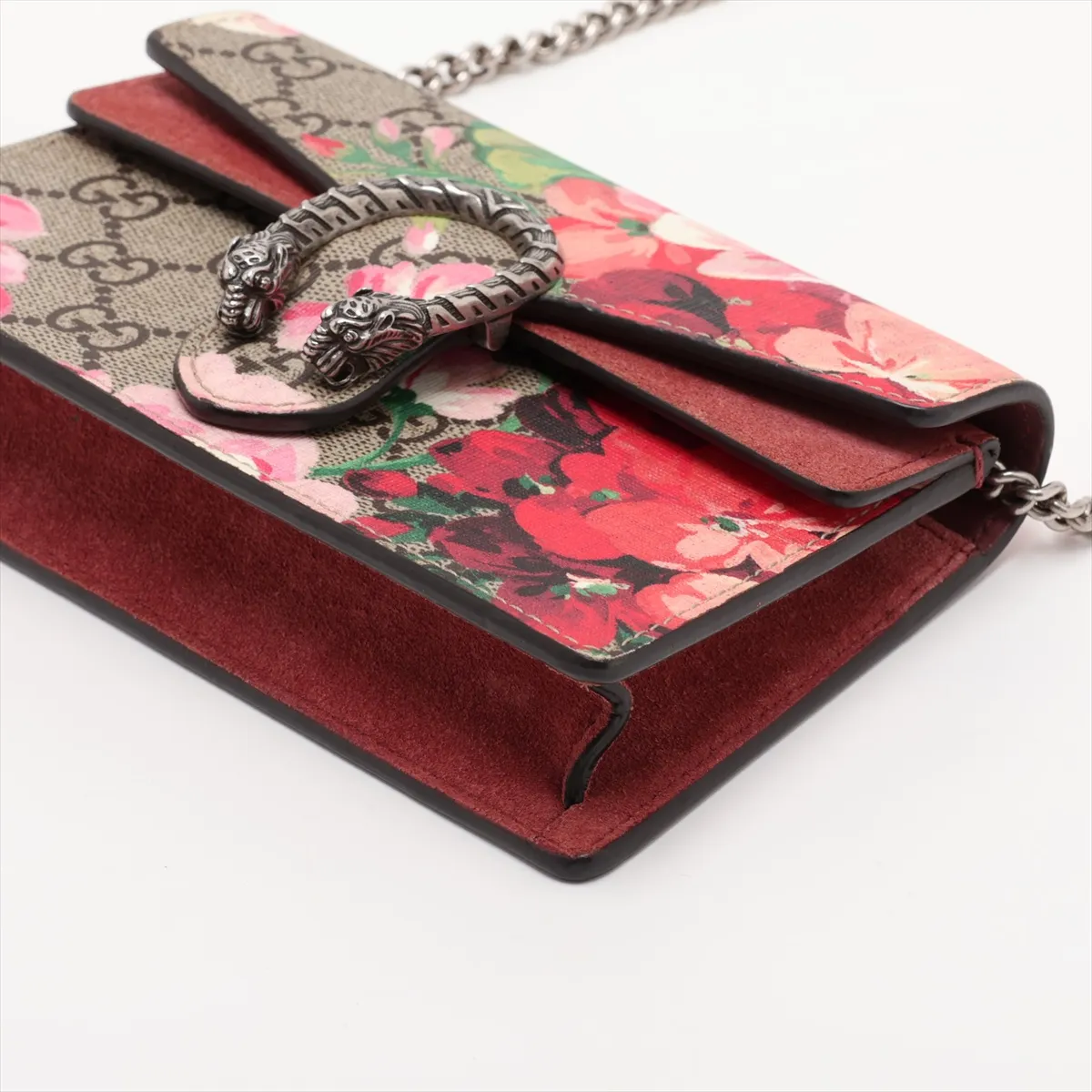 GG Blooms Dionysus 476432 PVC x Suede Chain Shoulder Bag Beige x Red — view 3