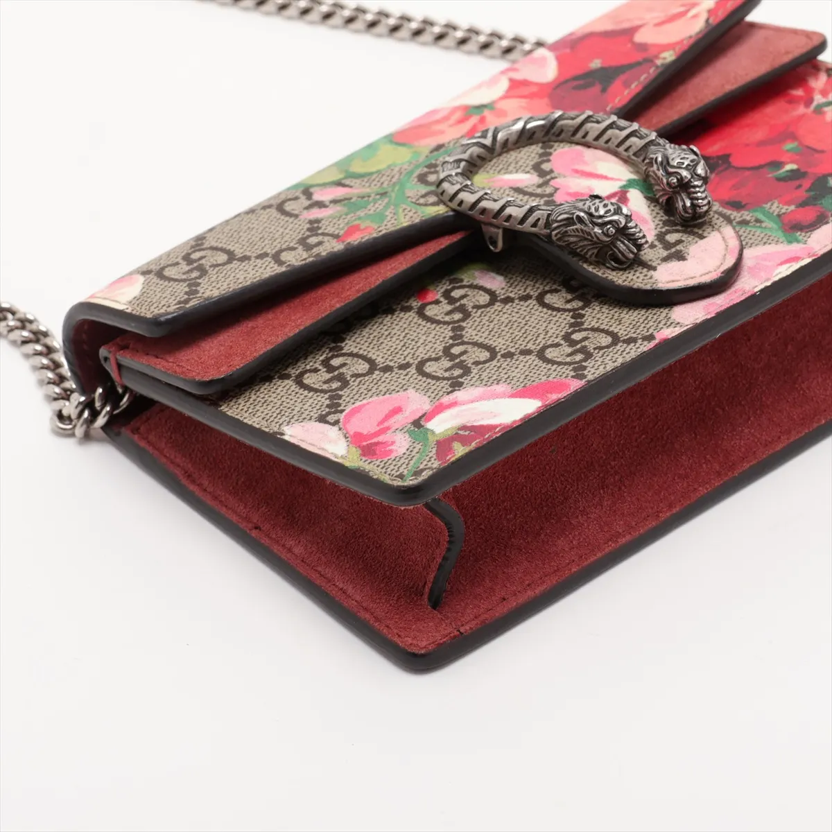 GG Blooms Dionysus 476432 PVC x Suede Chain Shoulder Bag Beige x Red — view 4