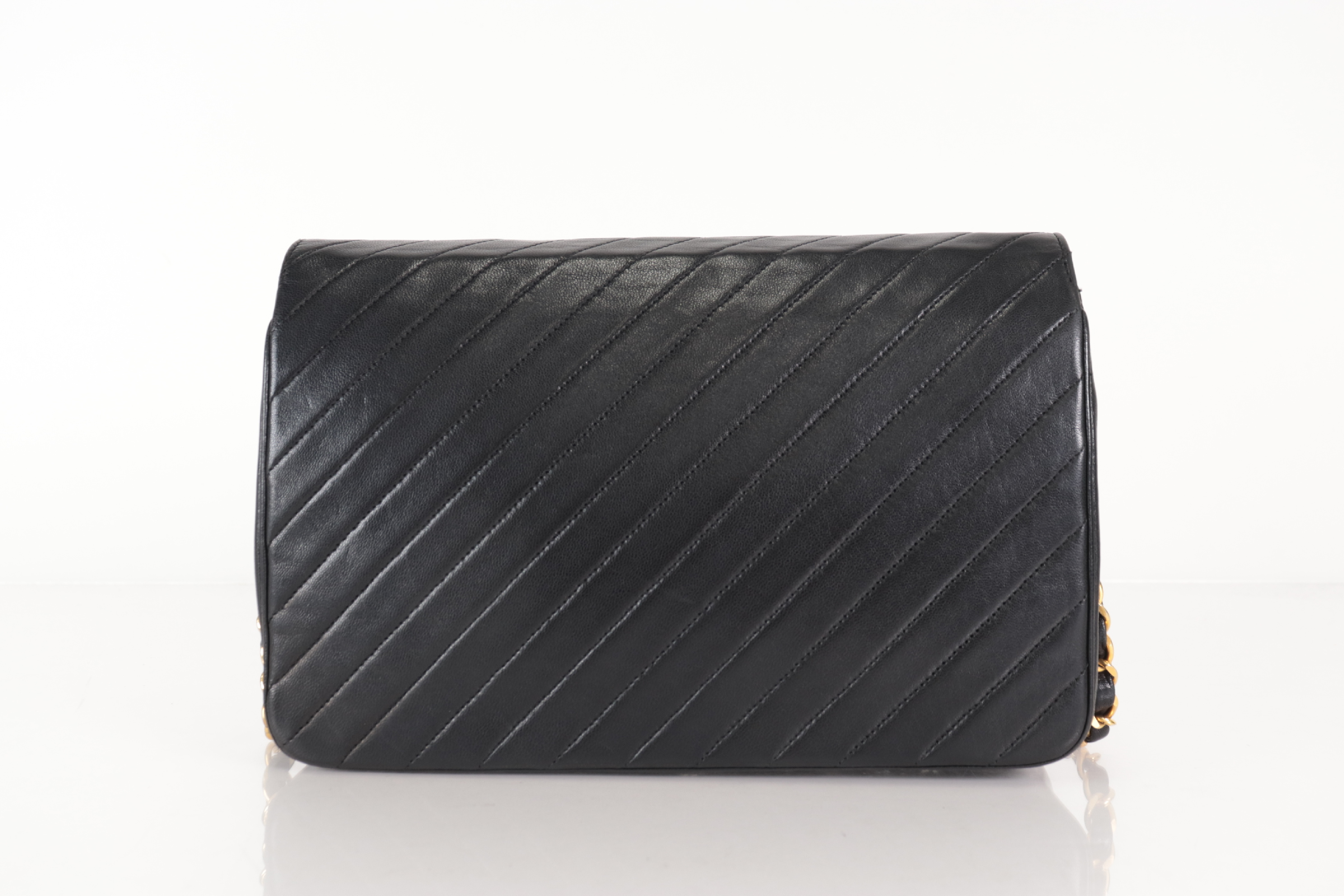 Lambskin Diagonal Stitch Push Chain Shoulder Bag (Series 1) — view 2