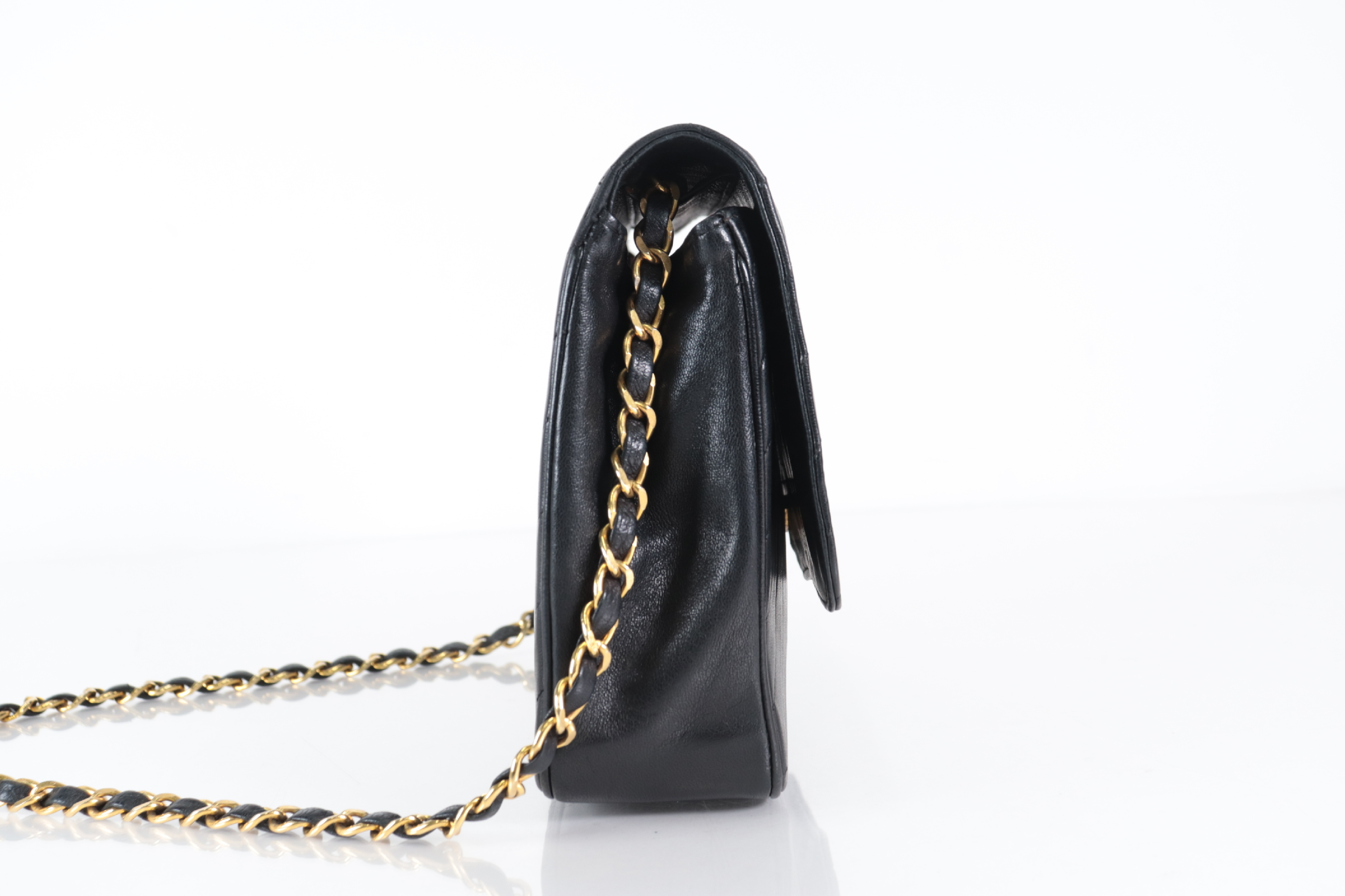 Lambskin Diagonal Stitch Push Chain Shoulder Bag (Series 1) — view 3