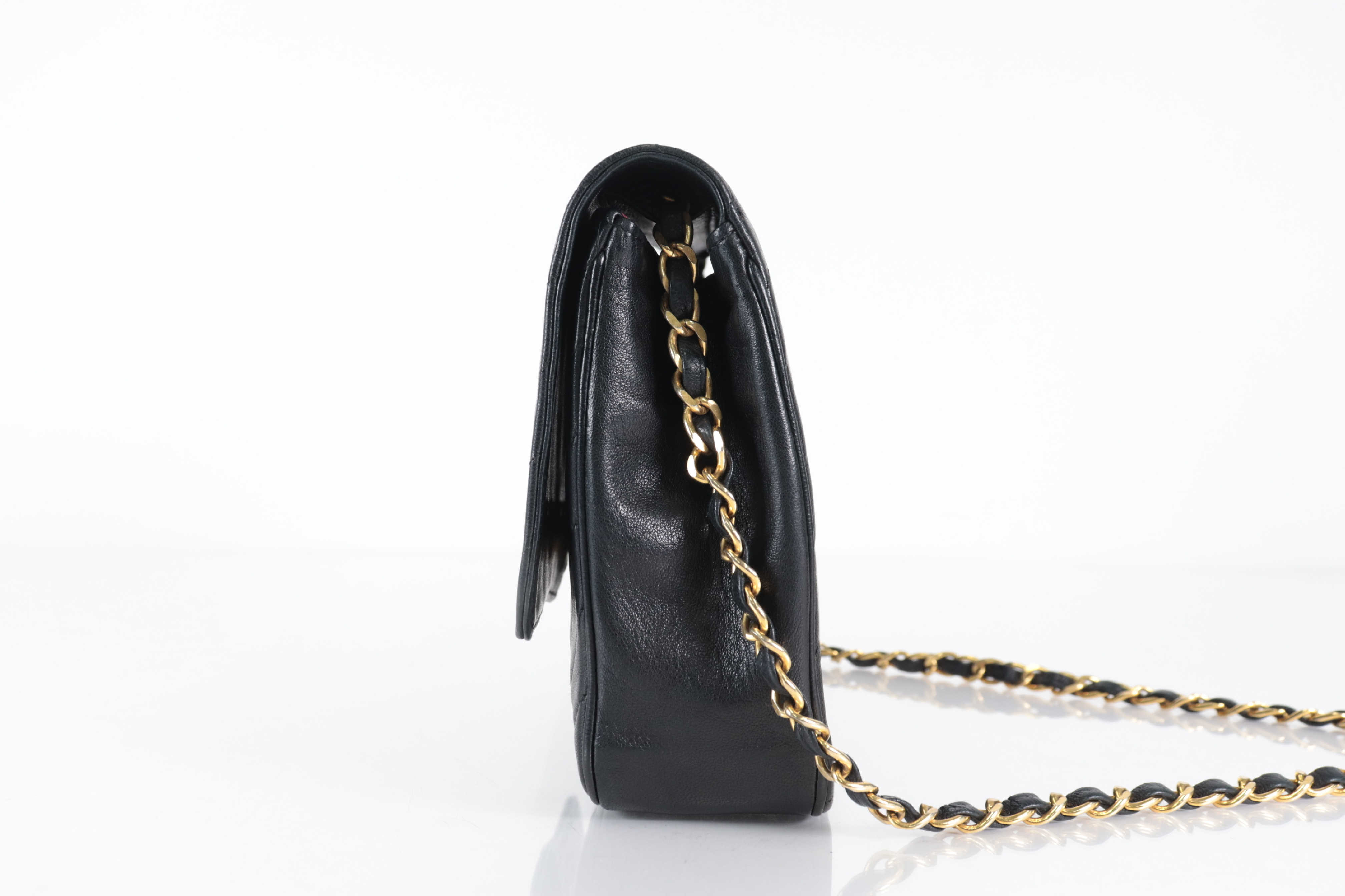 Lambskin Diagonal Stitch Push Chain Shoulder Bag (Series 1) — view 4