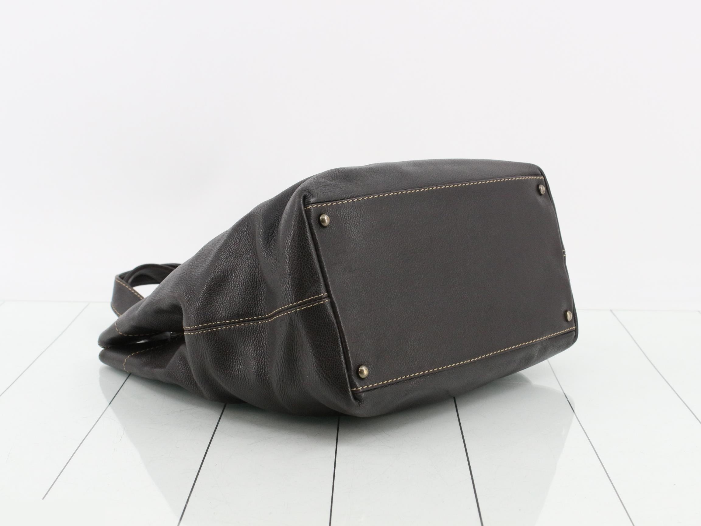 Executive Tote Bag, Caviar Leather, Dark Brown, Silver Hardware, Series 7, W31cm — view 5