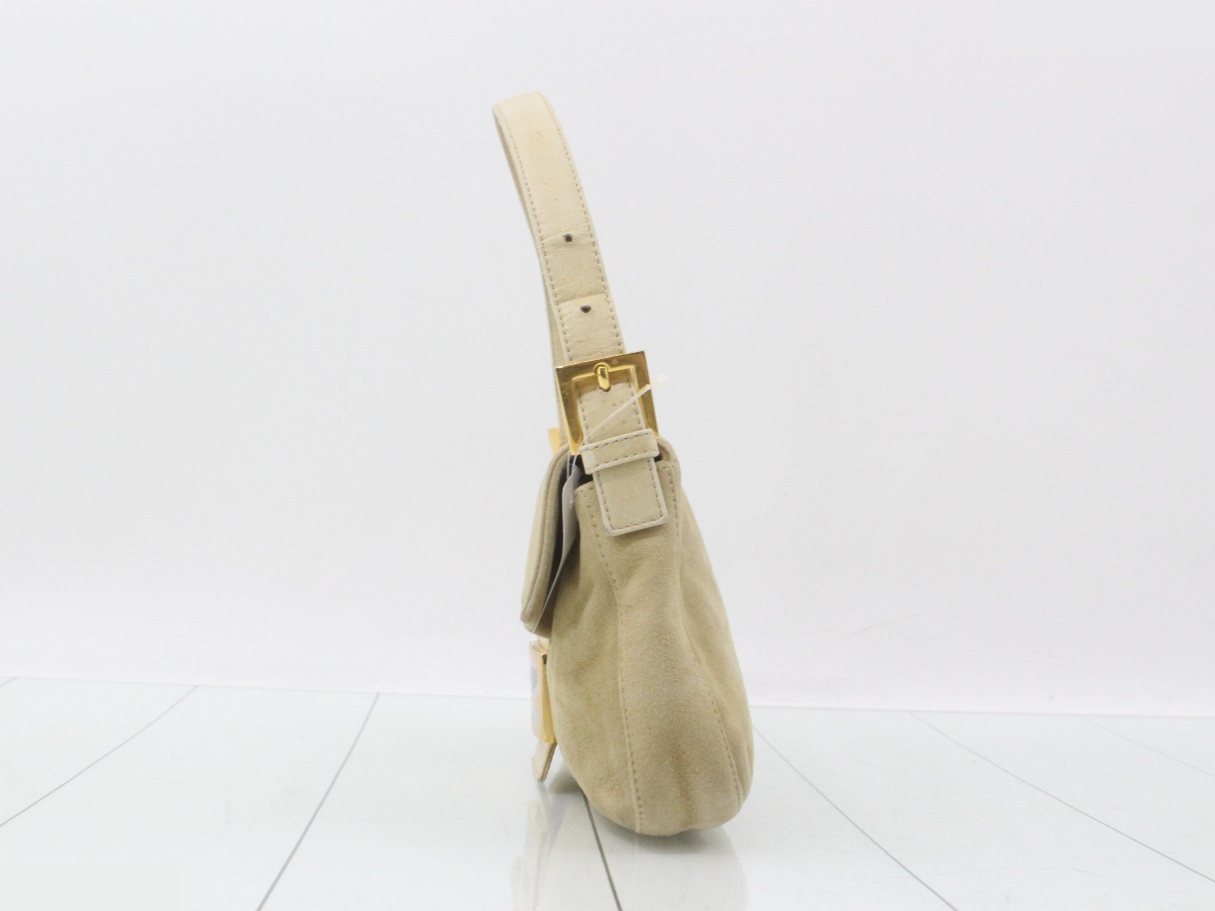 Baguette Shoulder Bag, Mamma Baguette, Suede, Beige — view 3