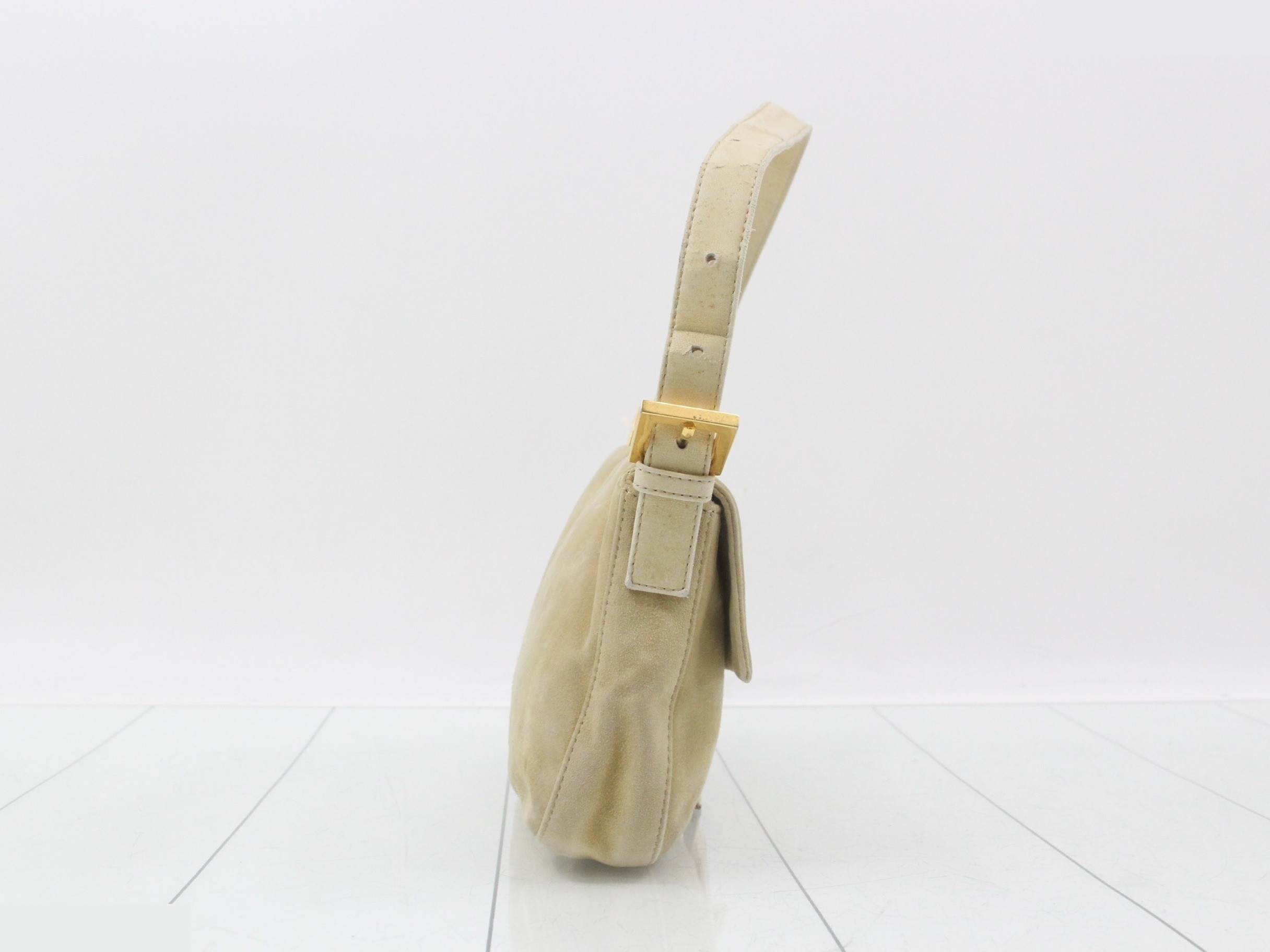 Baguette Shoulder Bag, Mamma Baguette, Suede, Beige — view 4
