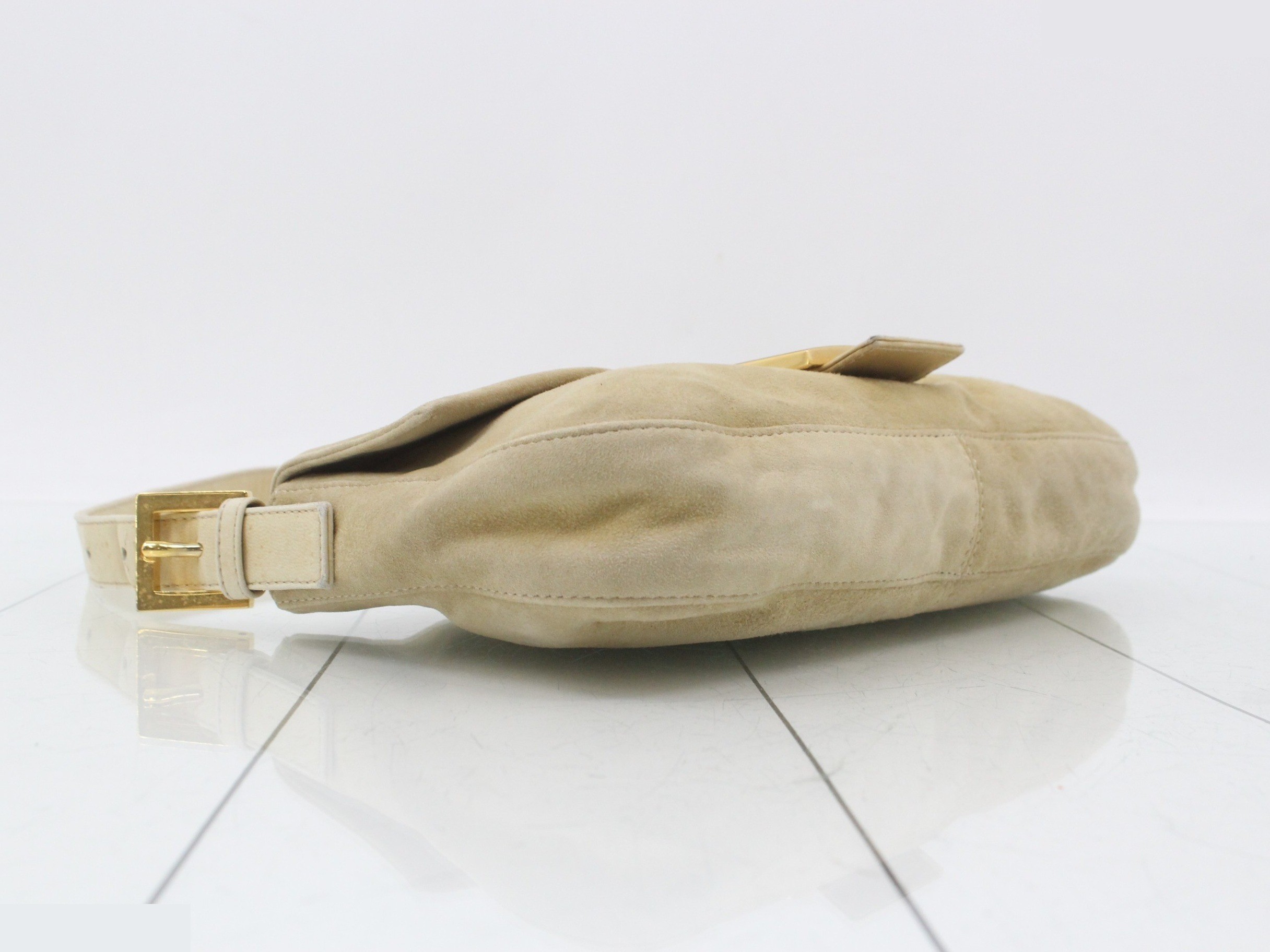 Baguette Shoulder Bag, Mamma Baguette, Suede, Beige — view 5